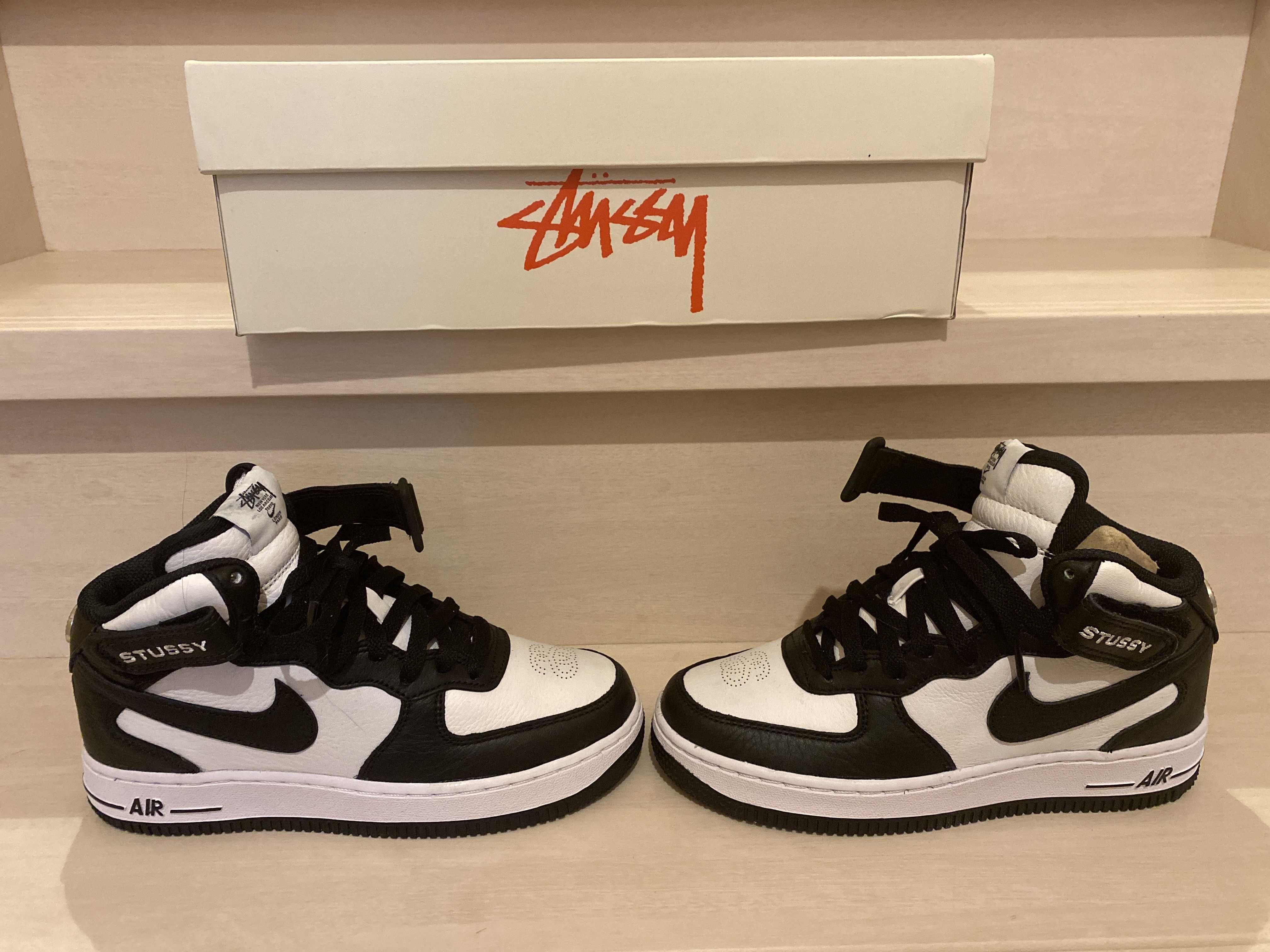 Stussy × Nike Air Force 1 Mid "Black and Light Bone"