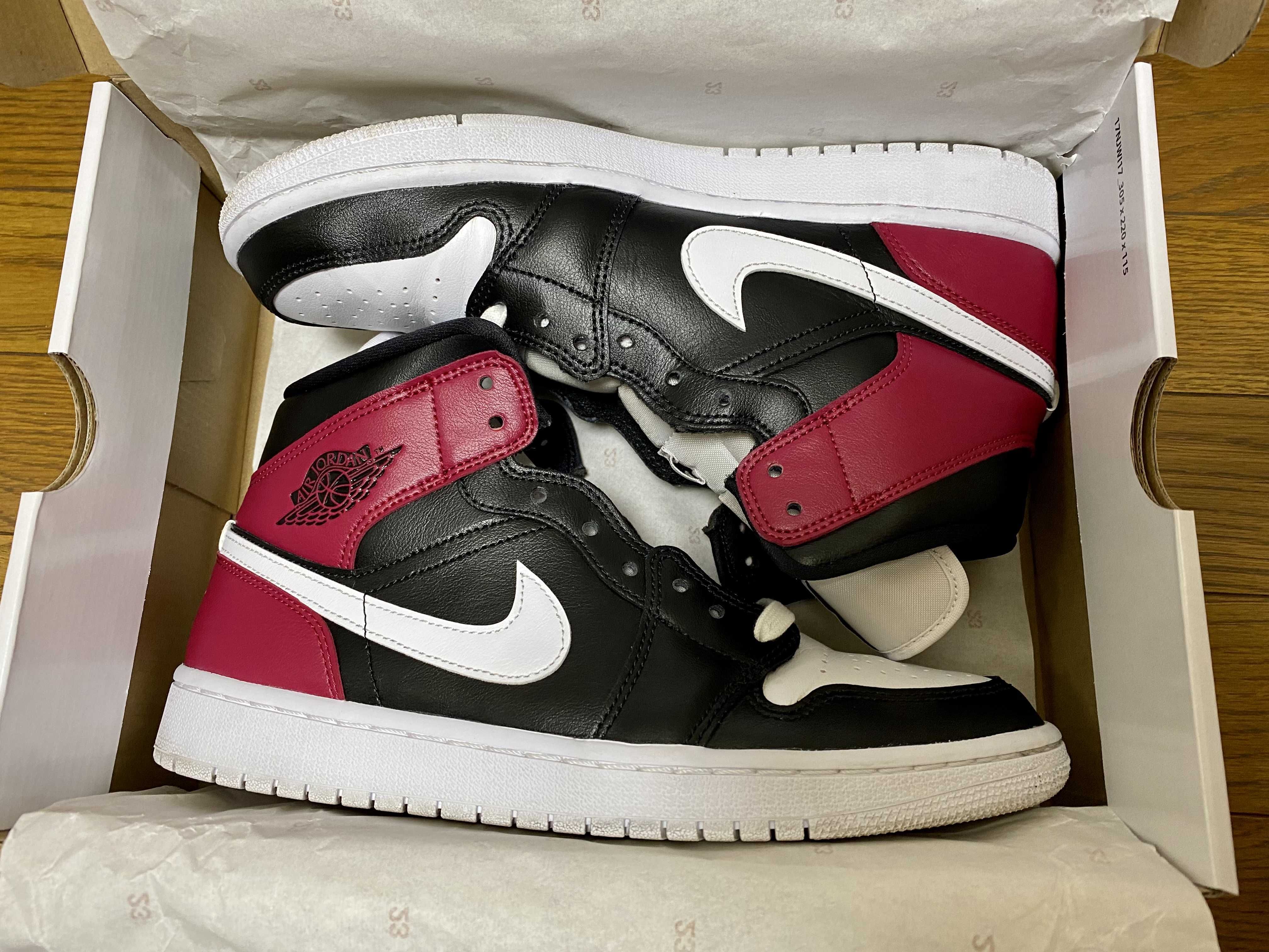 Nike Women's Air Jordan 1 Mid "Black Noble Red" 