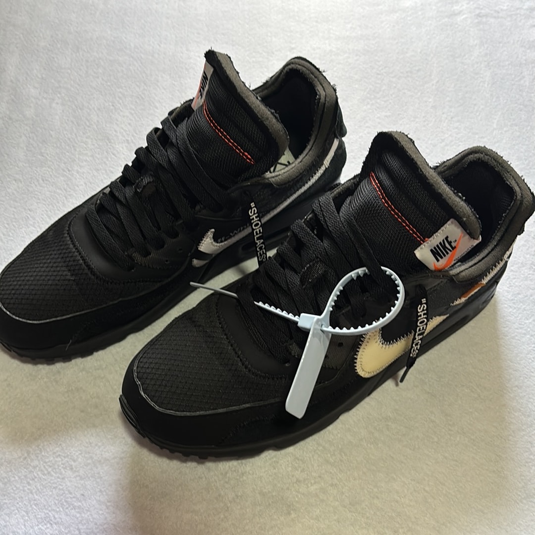 Off-White × Nike Air Max 90 "Black/Black-Cone-White"