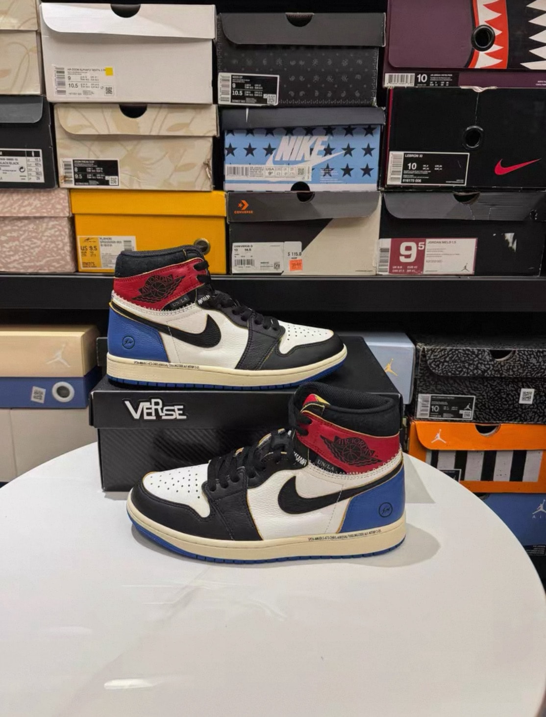 fragment design × UNION × Nike Air Jordan 1 High OG "Black/Varsity Red"