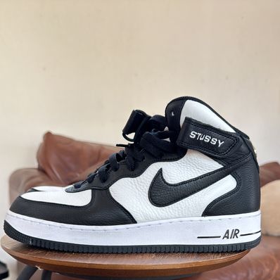 Stussy × Nike Air Force 1 Mid "Black and Light Bone"
