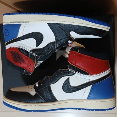 fragment design × UNION × Nike Air Jordan 1 High OG "Black/Varsity Red"