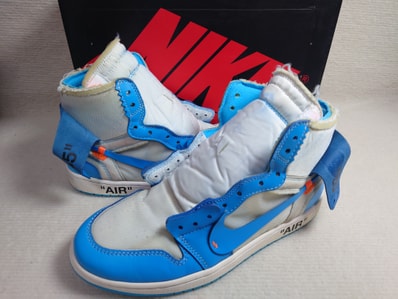 Off-White × Nike Air Jordan 1 High UNC "White/Dark Powder Blue"
