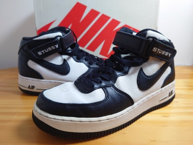 Stussy × Nike Air Force 1 Mid "Black and Light Bone"