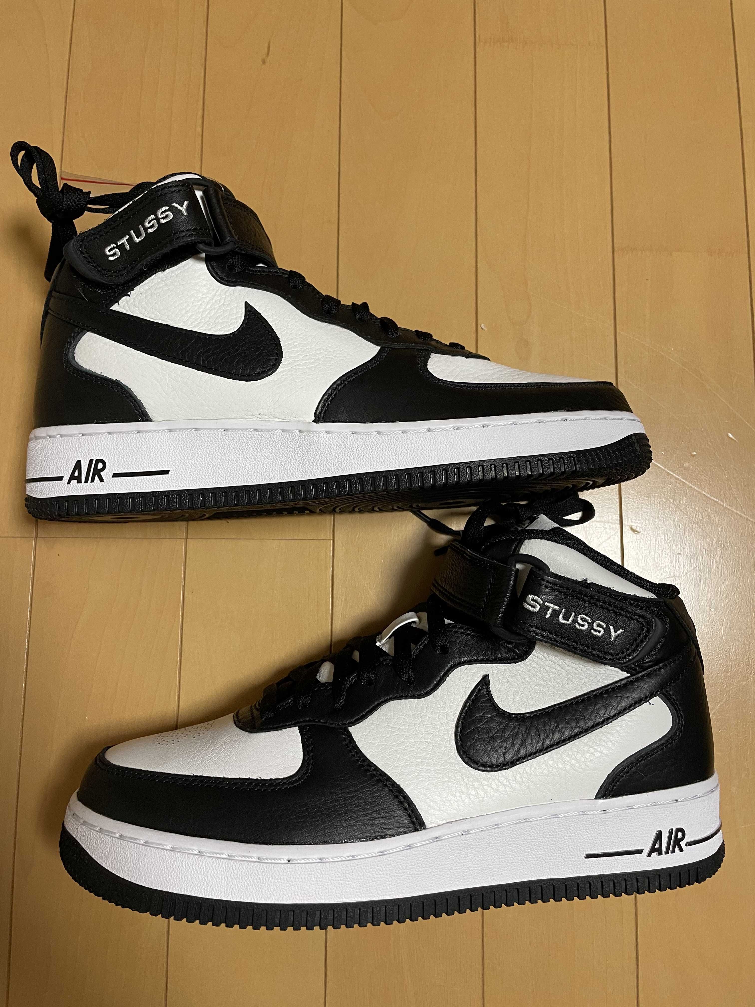 Stussy × Nike Air Force 1 Mid "Black and Light Bone"