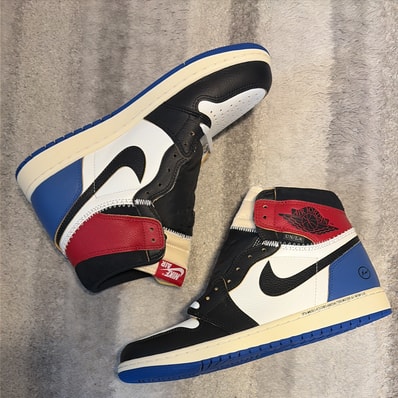fragment design × UNION × Nike Air Jordan 1 High OG "Black/Varsity Red"