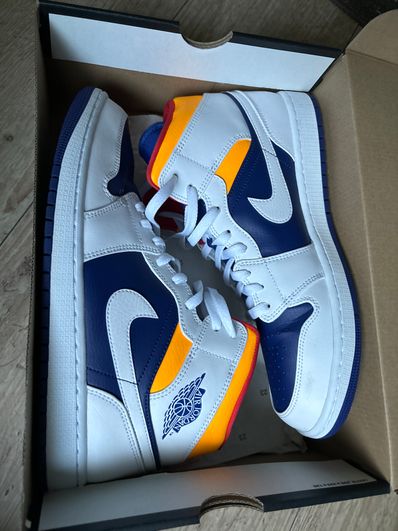 Nike Air Jordan 1 Mid "White/Navy/Yellow"