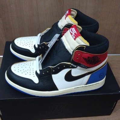 fragment design × UNION × Nike Air Jordan 1 High OG "Black/Varsity Red"