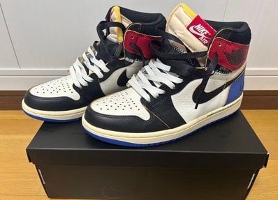 fragment design × UNION × Nike Air Jordan 1 High OG "Black/Varsity Red"