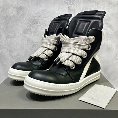 Rick Owens SS26 Jumbolace Geobasket Leather "Black/Milk"