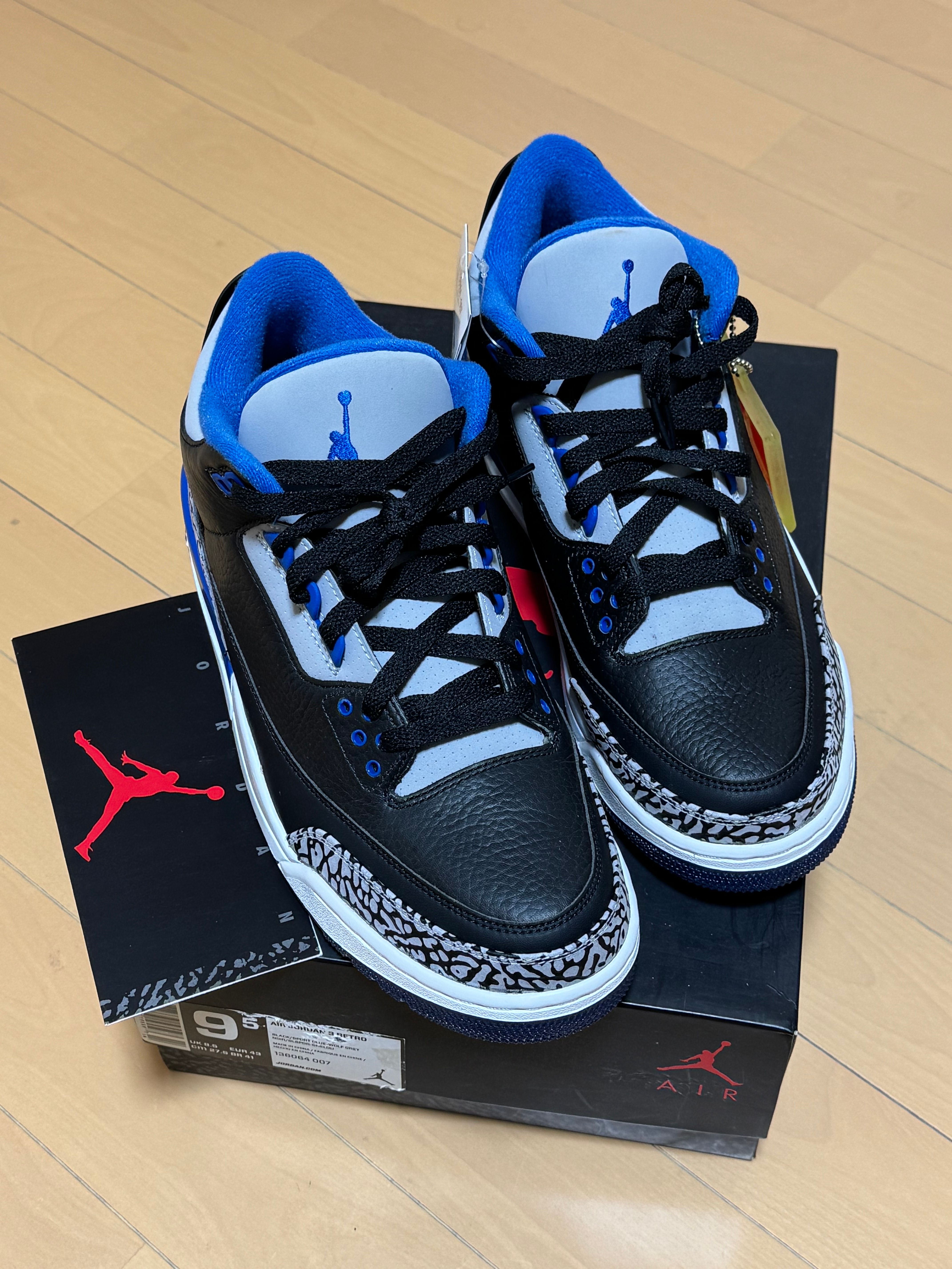 Air Jordan 3 黒青スポーツブルーfragment offwhite サンプル】フラグメント デザイン × ナイキ エア ジョーダン 3