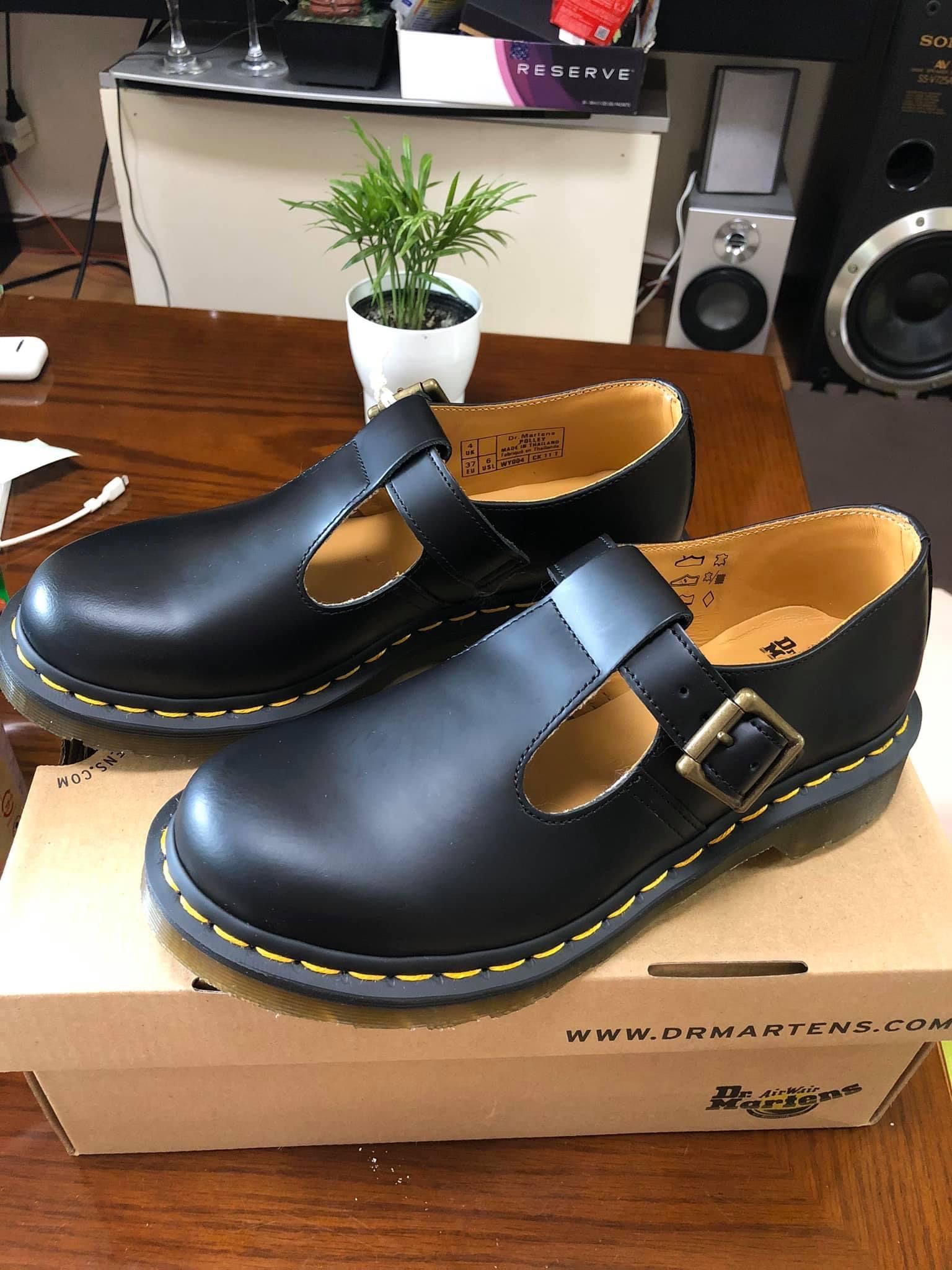 Dr.Martens Women's Polley T-Bar Shoes "Black"