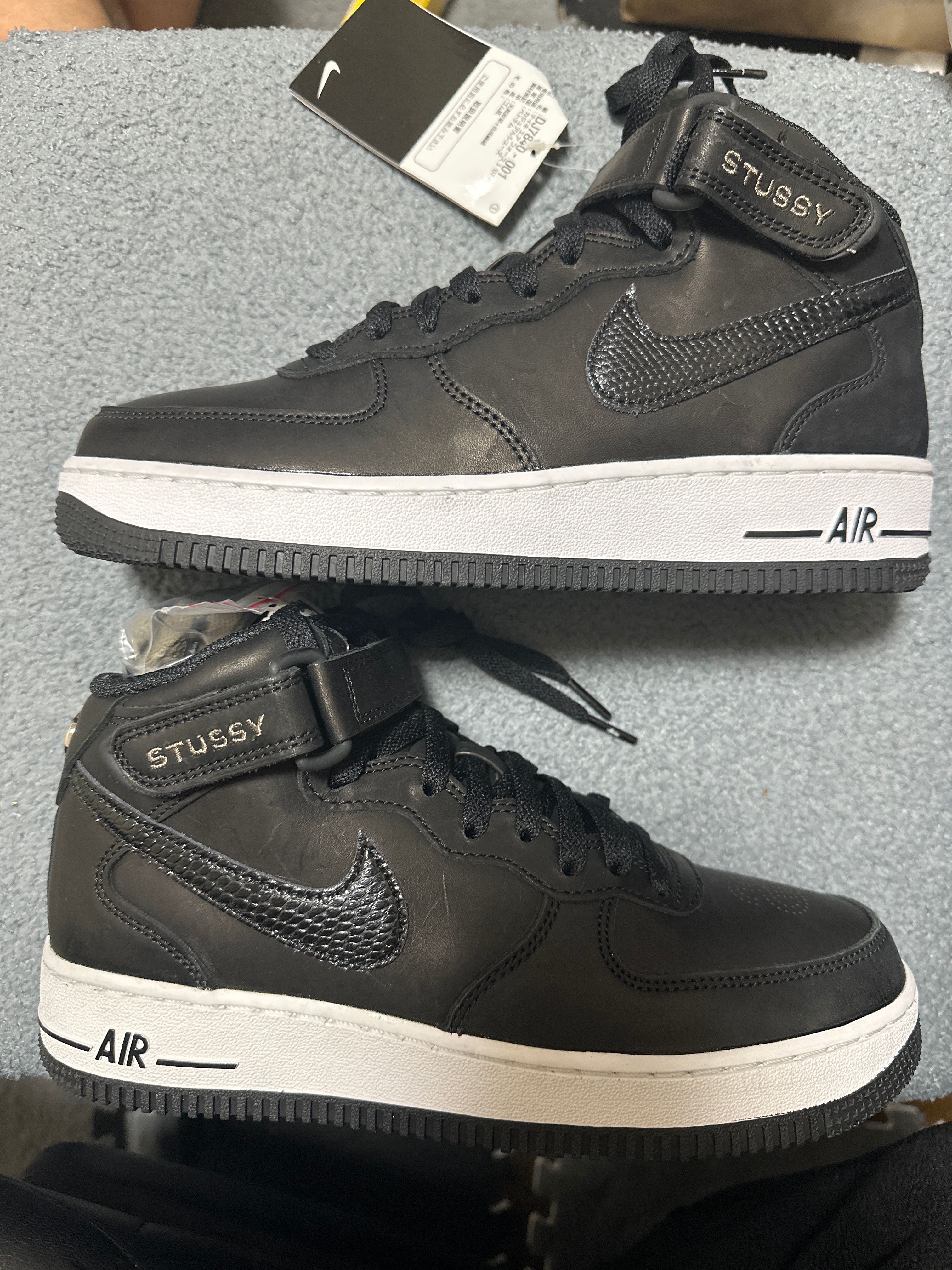 Stussy × Nike Air Force 1 Mid "Black/Black"