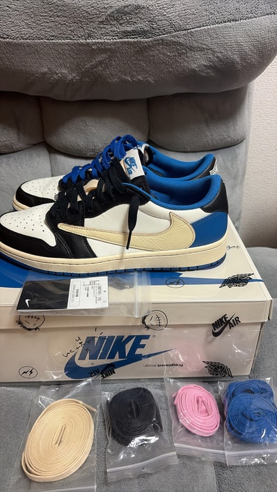 Travis Scott × fragment design × Nike Air Jordan 1 Low OG SP "Military Blue"