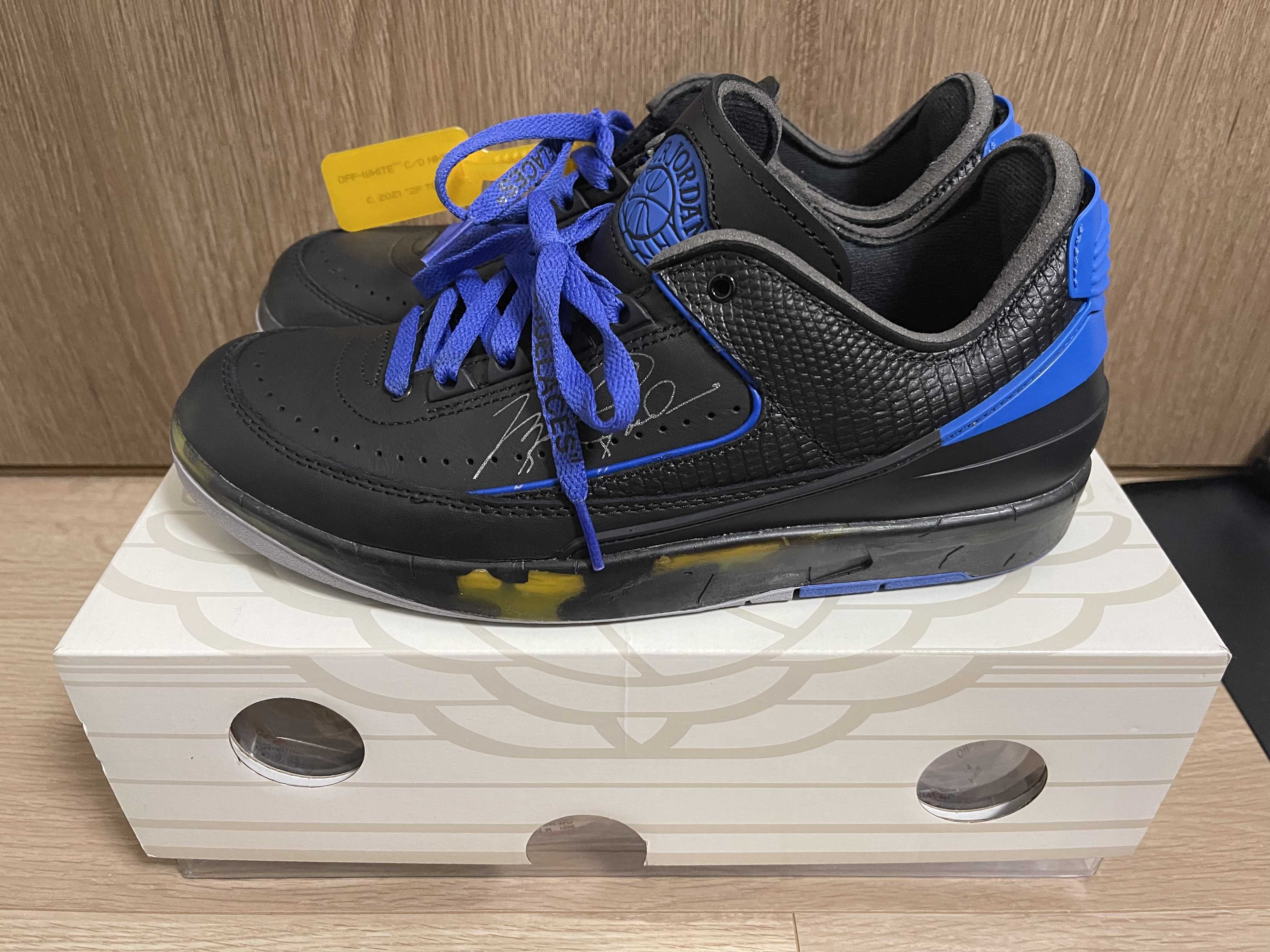 Off-White × Nike Air Jordan 2 Low "Black and Varsity Royal"
