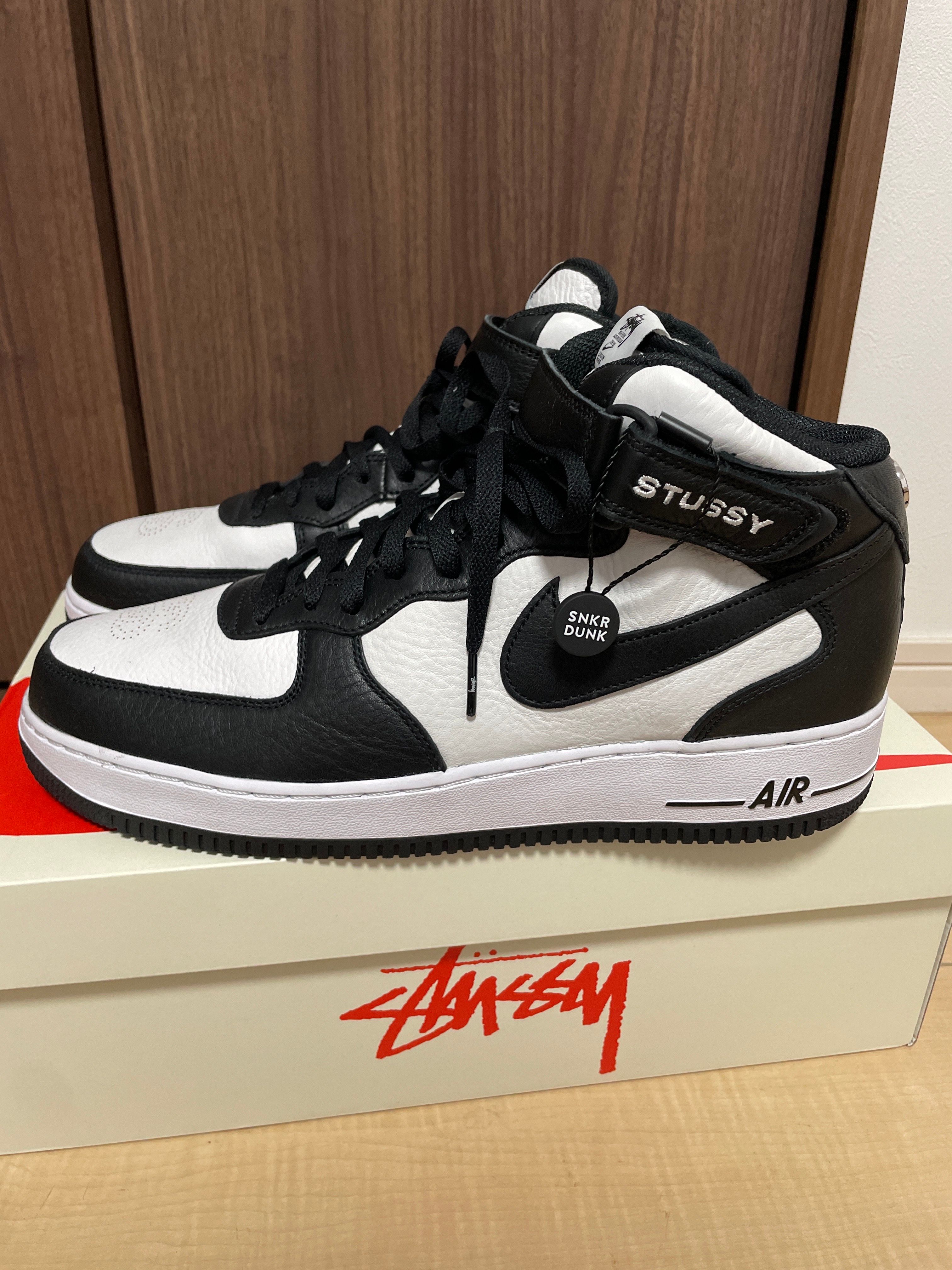 Stussy × Nike Air Force 1 Mid "Black and Light Bone"
