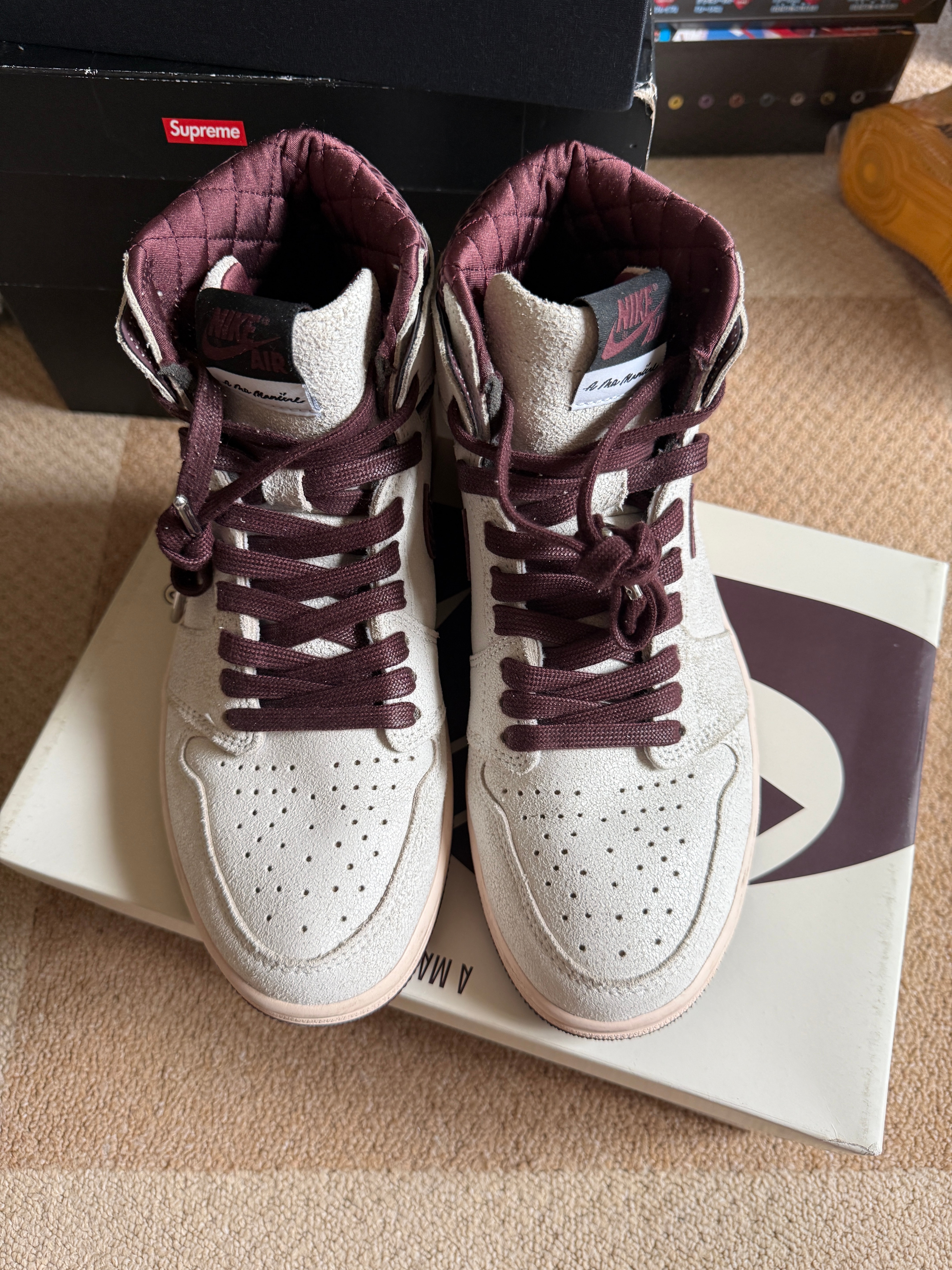 A Ma Maniere × Nike Air Jordan 1 Retro High OG "Sail and Burgundy"