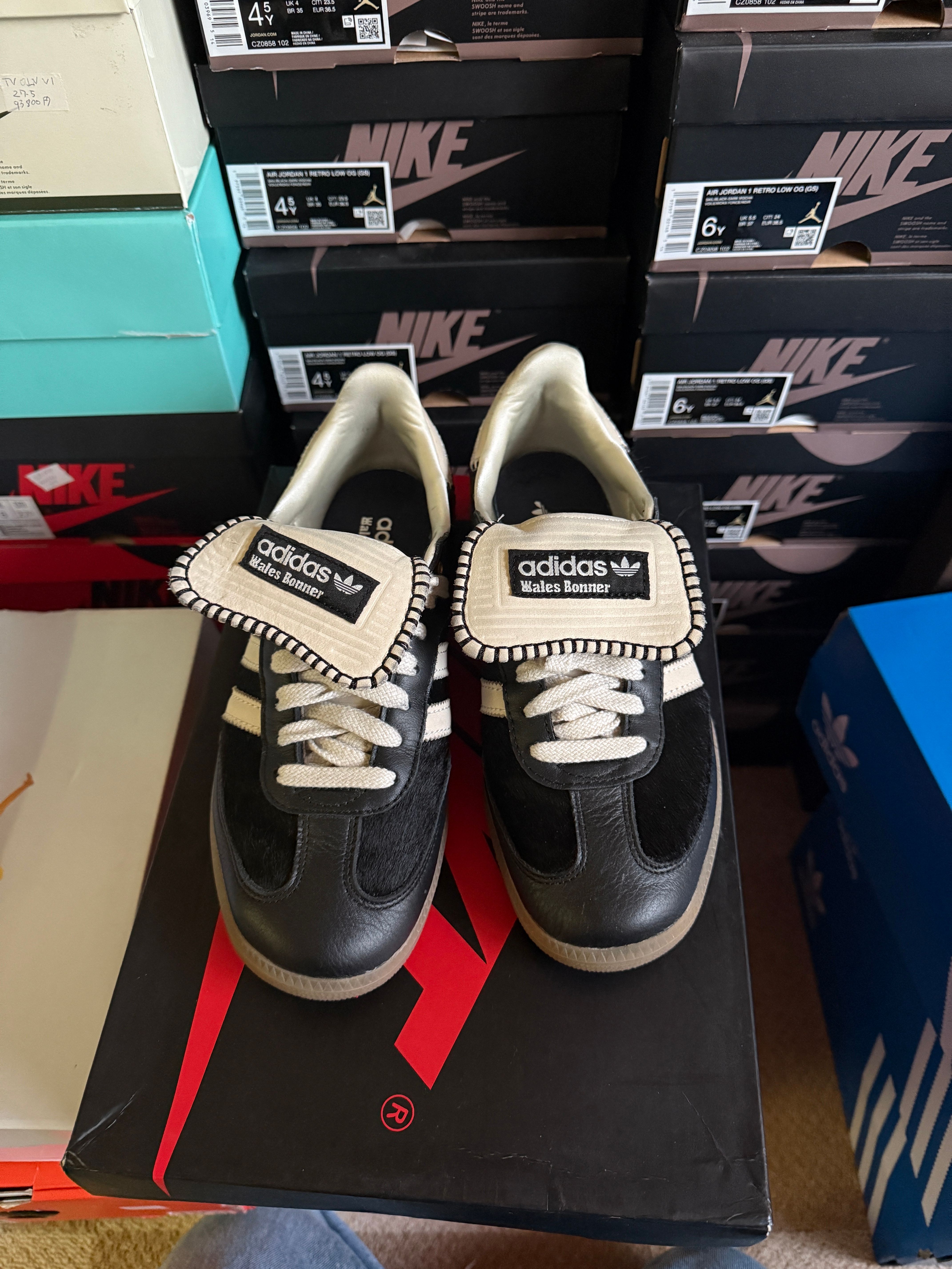 Wales Bonner × adidas Samba Pony Tonal Low "Core Black/Cream White"