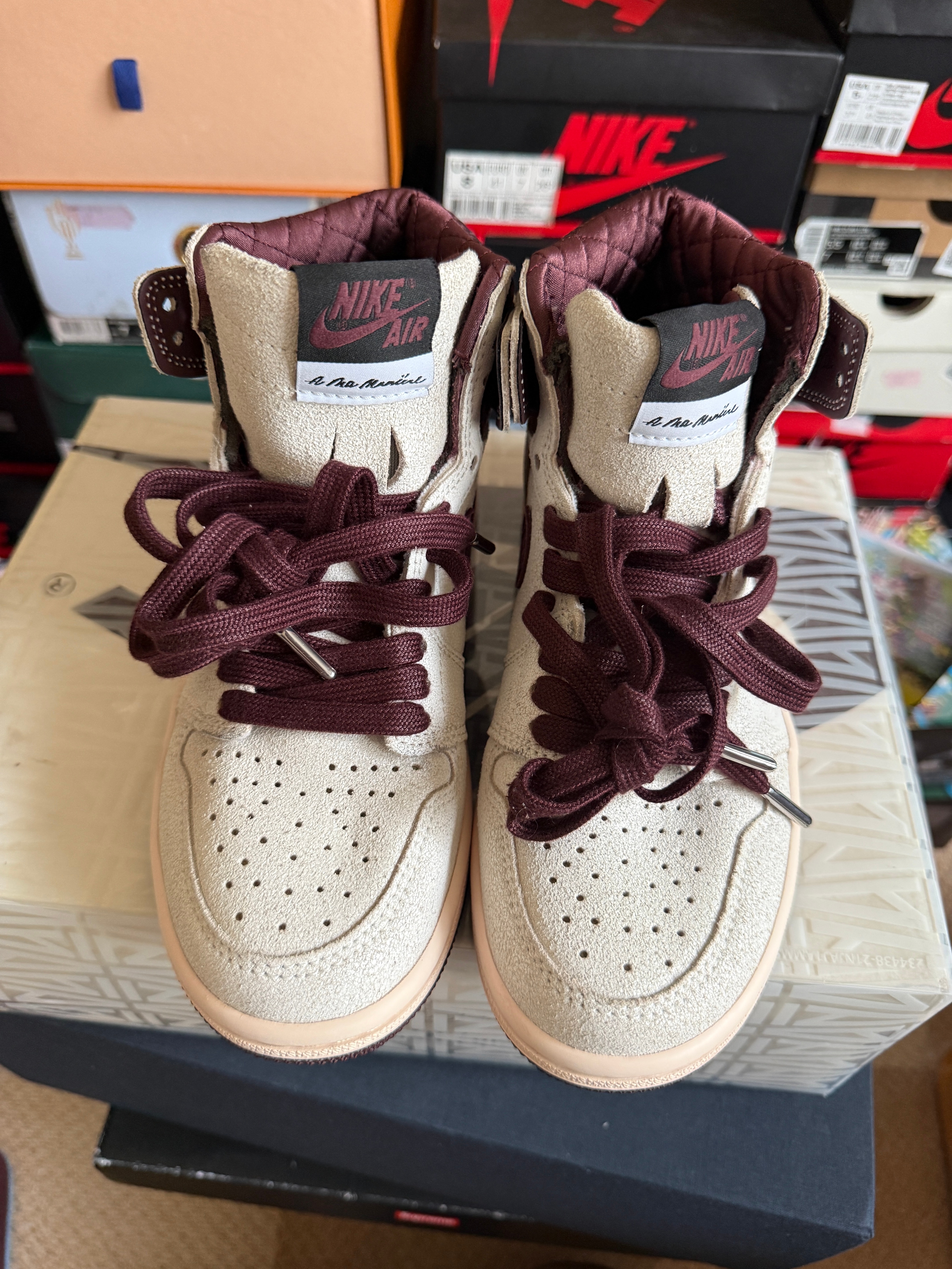 A Ma Maniere × Nike Air Jordan 1 Retro High OG "Sail and Burgundy"