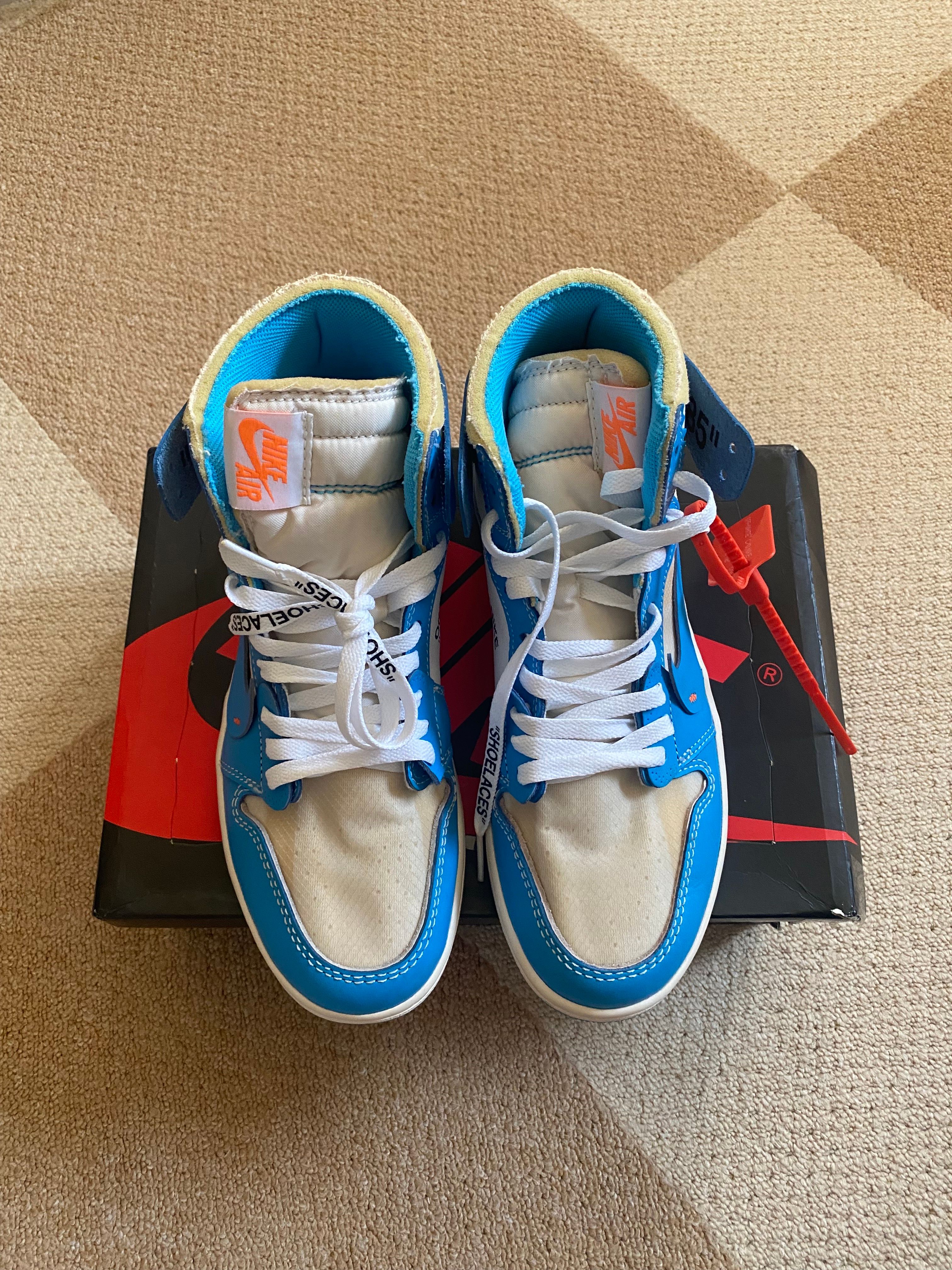 Off-White × Nike Air Jordan 1 High UNC "White/Dark Powder Blue"