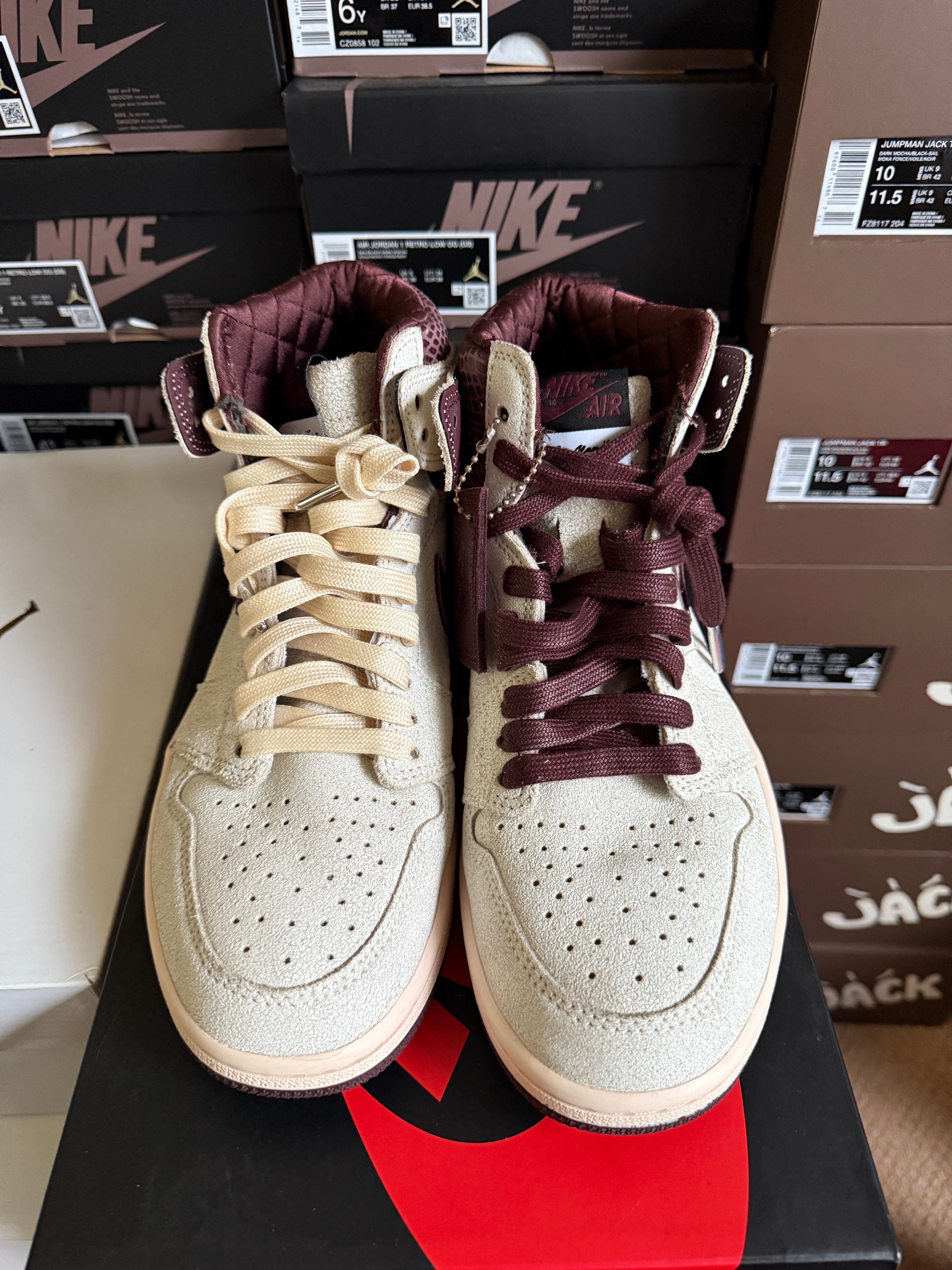 A Ma Maniere × Nike Air Jordan 1 Retro High OG "Sail and Burgundy"
