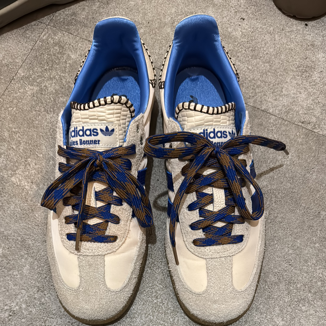 Wales Bonner × adidas Nylon Samba "Wonder Clay/Team Royal Blue/Wonder White"