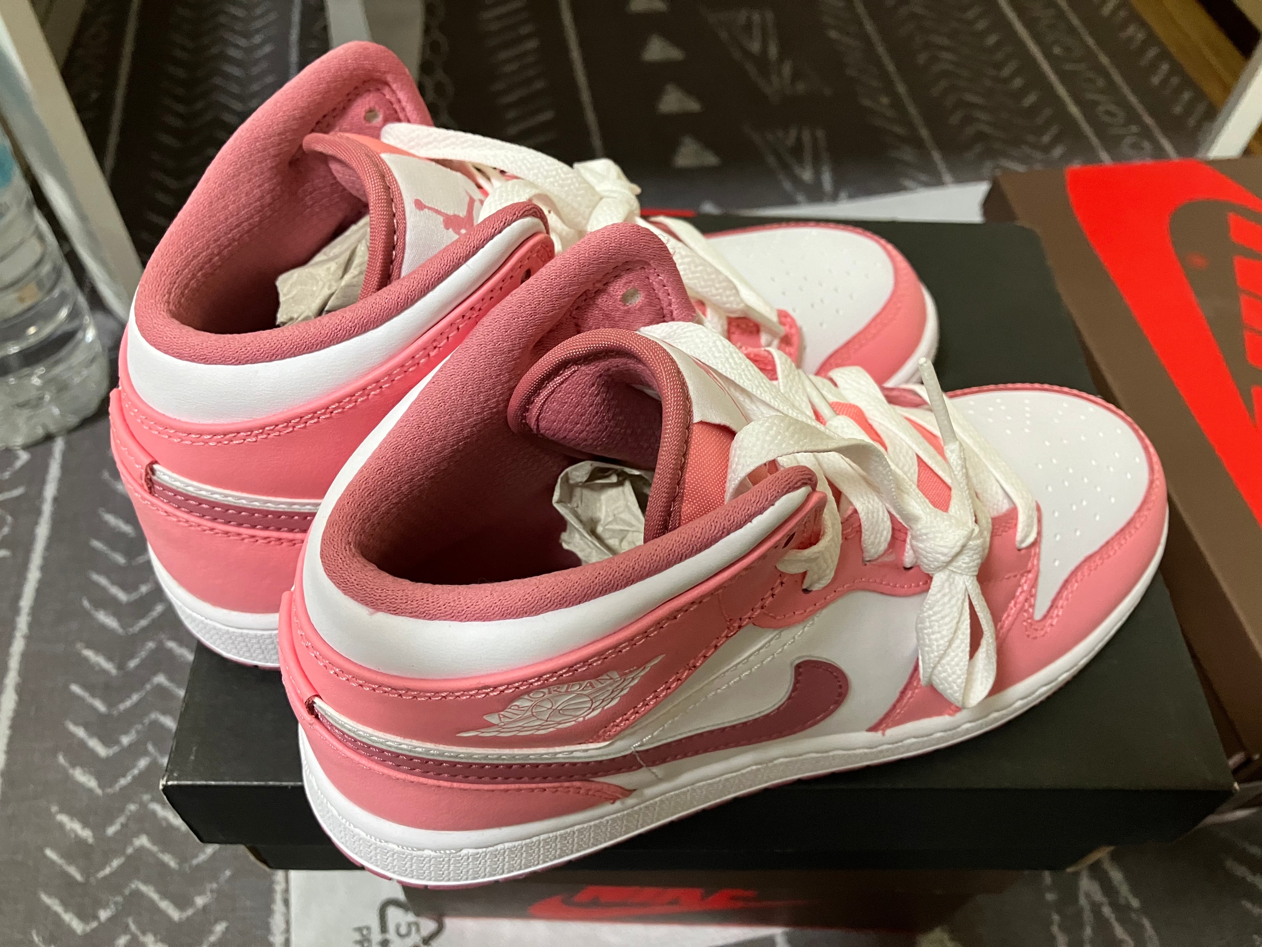 Nike GS Air Jordan 1 Mid "Coral Chalk/White/Desert Berry"