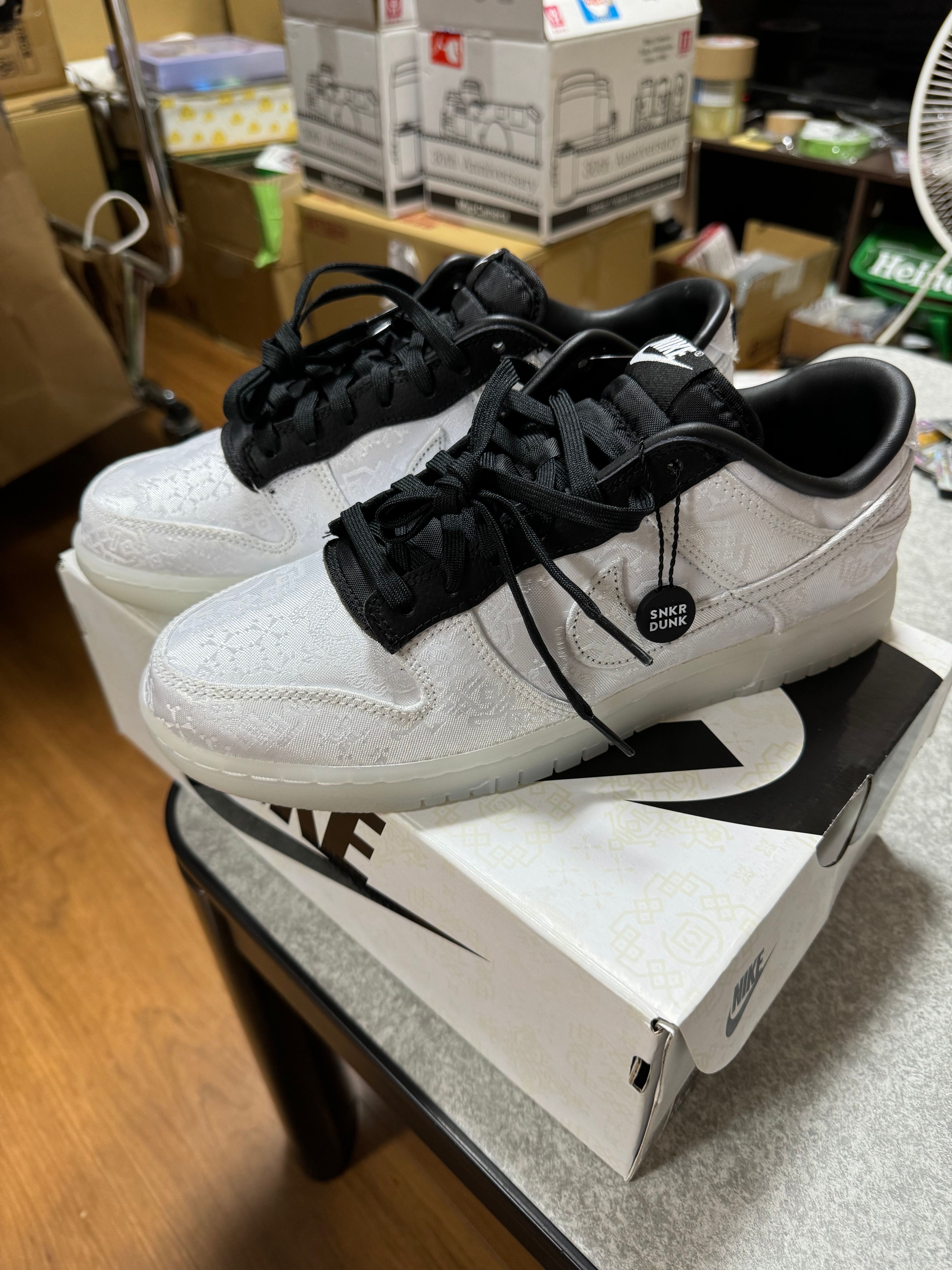 CLOT × Fragment × Nike Dunk Low "Black and White"