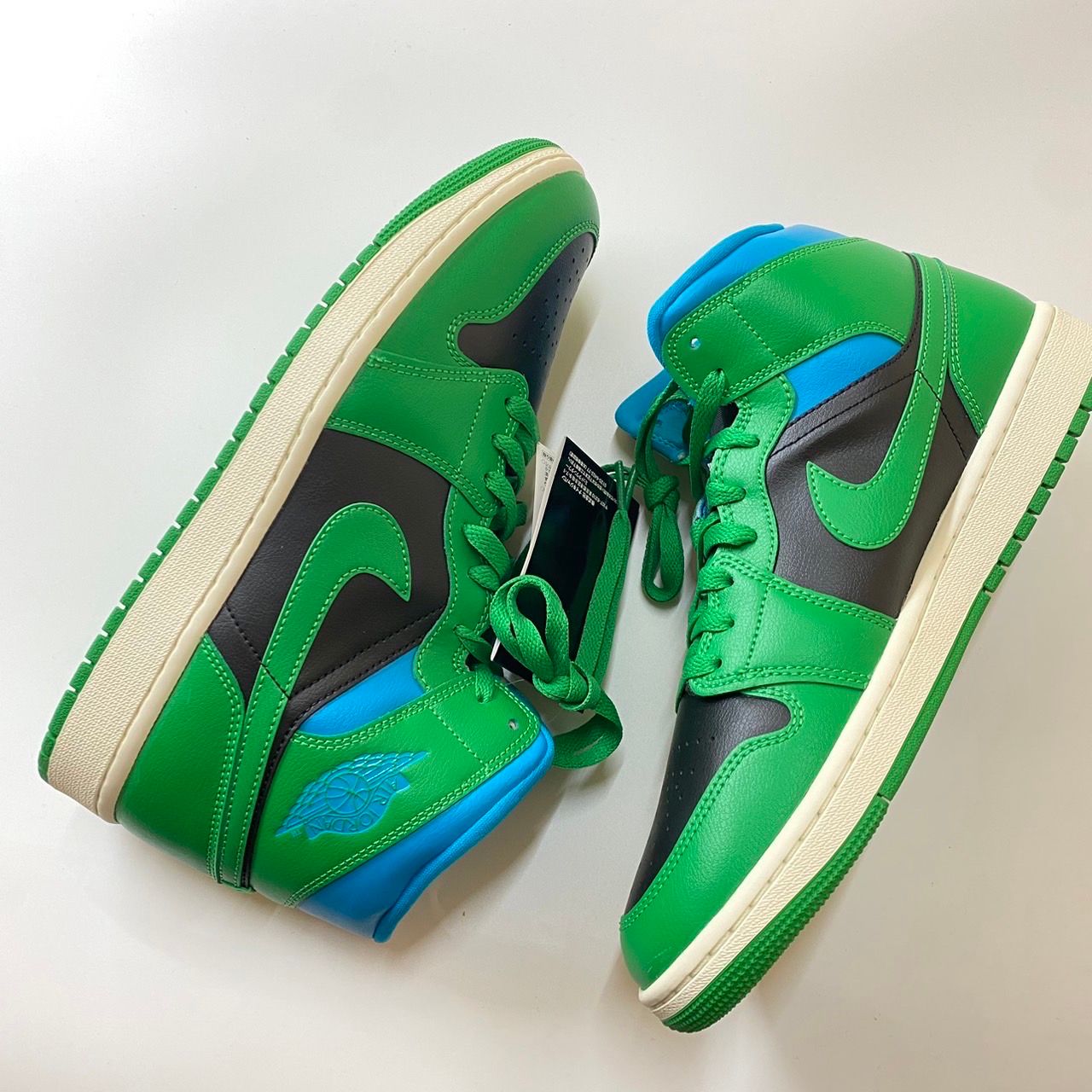 Nike Women's Air Jordan 1 Mid "Black/Lucky Green and Aquatone"