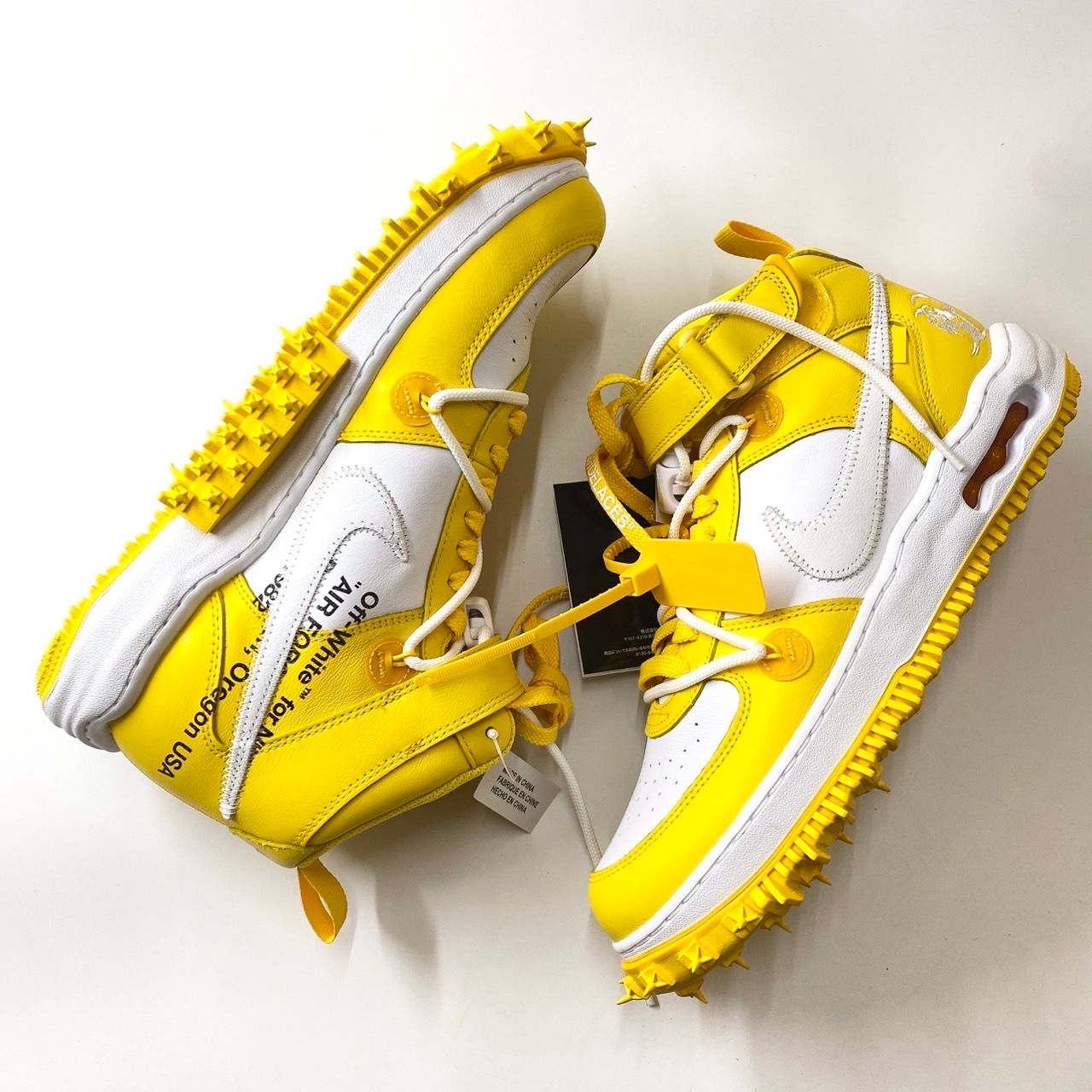 Off-White × Nike Air Force 1 Mid SP LTHR "White and Varsity Maize"