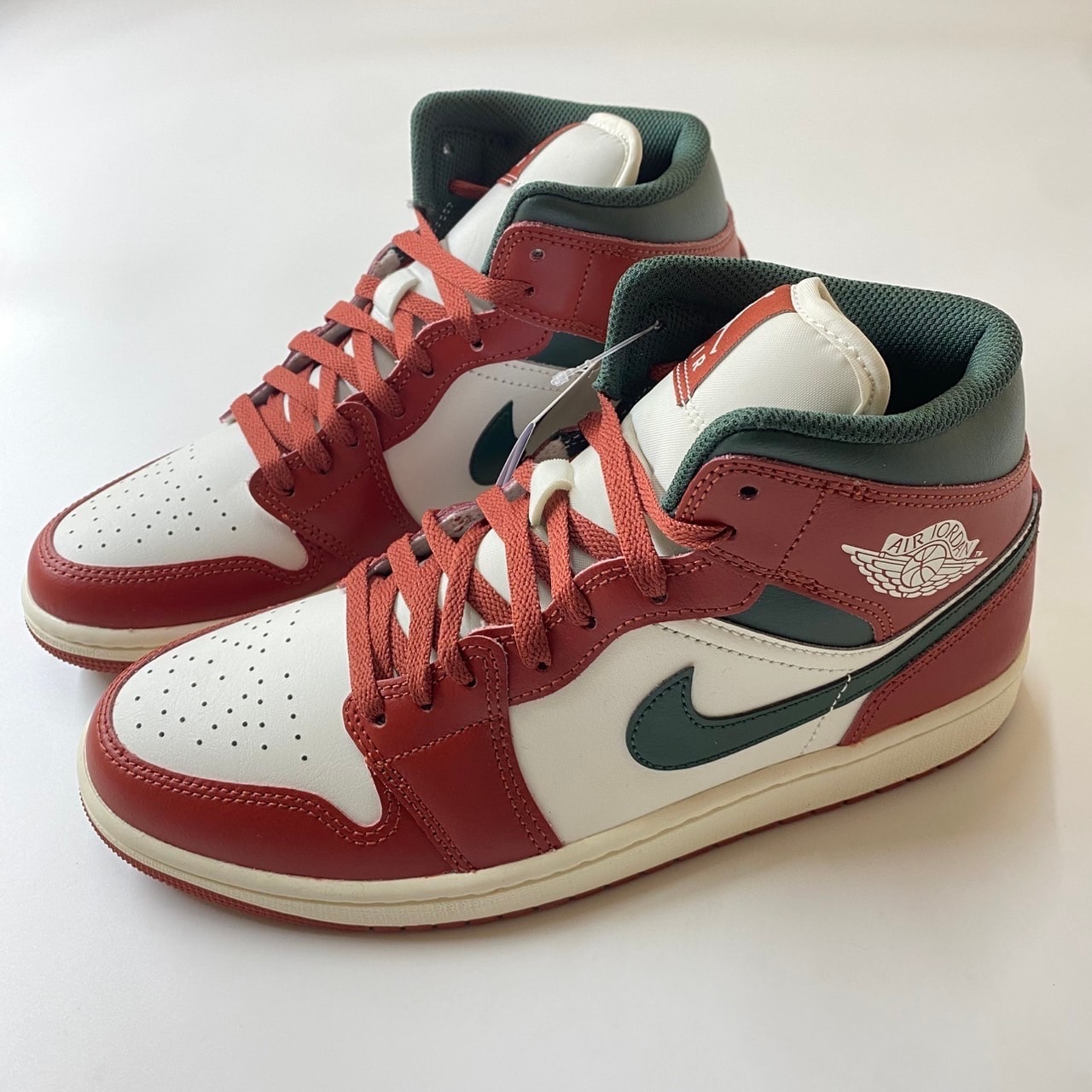 Nike Air Jordan 1 Mid "Sail/Pure Platinum/Redstone/Midnight Green"