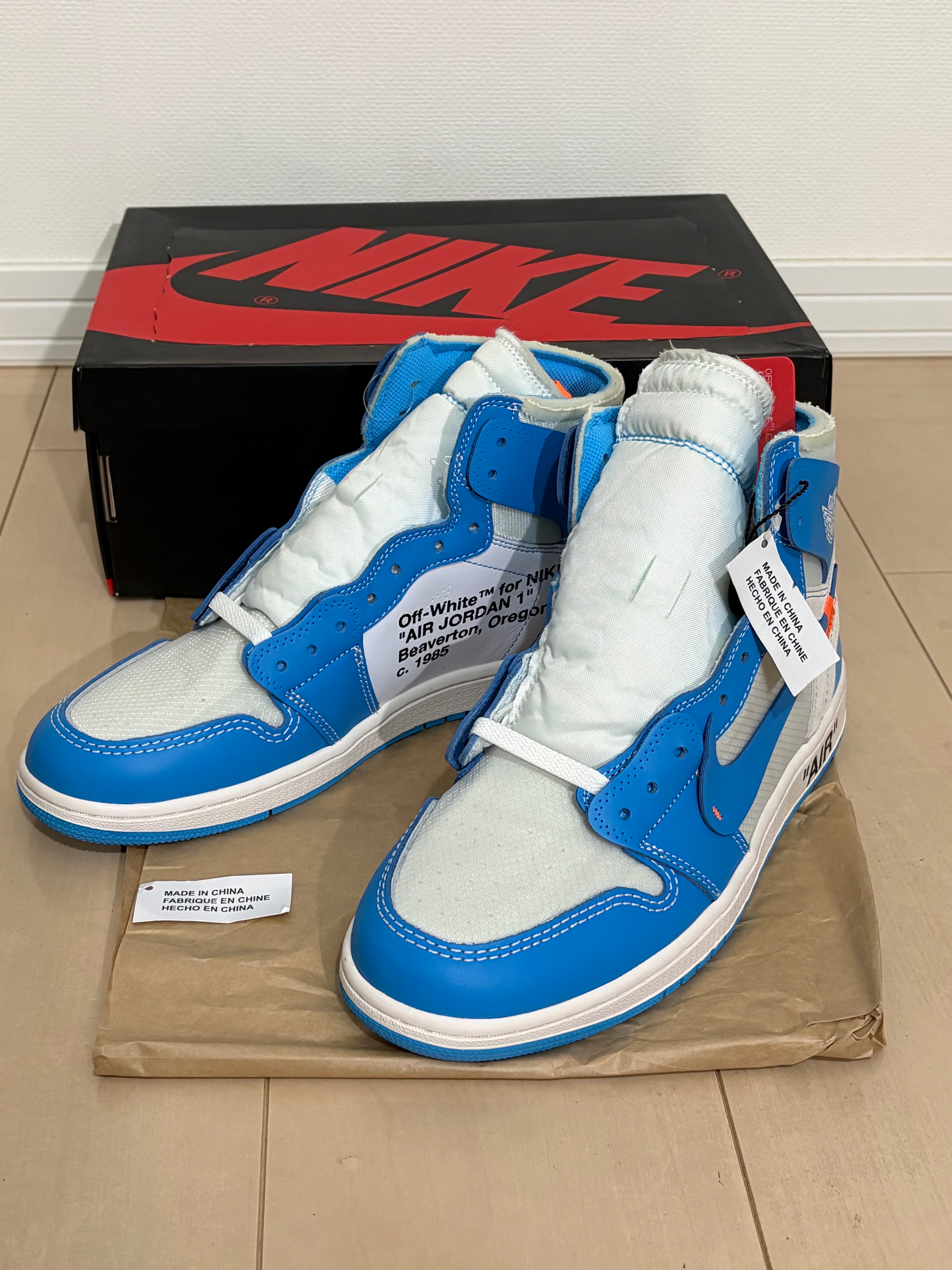 Off-White × Nike Air Jordan 1 High UNC "White/Dark Powder Blue"