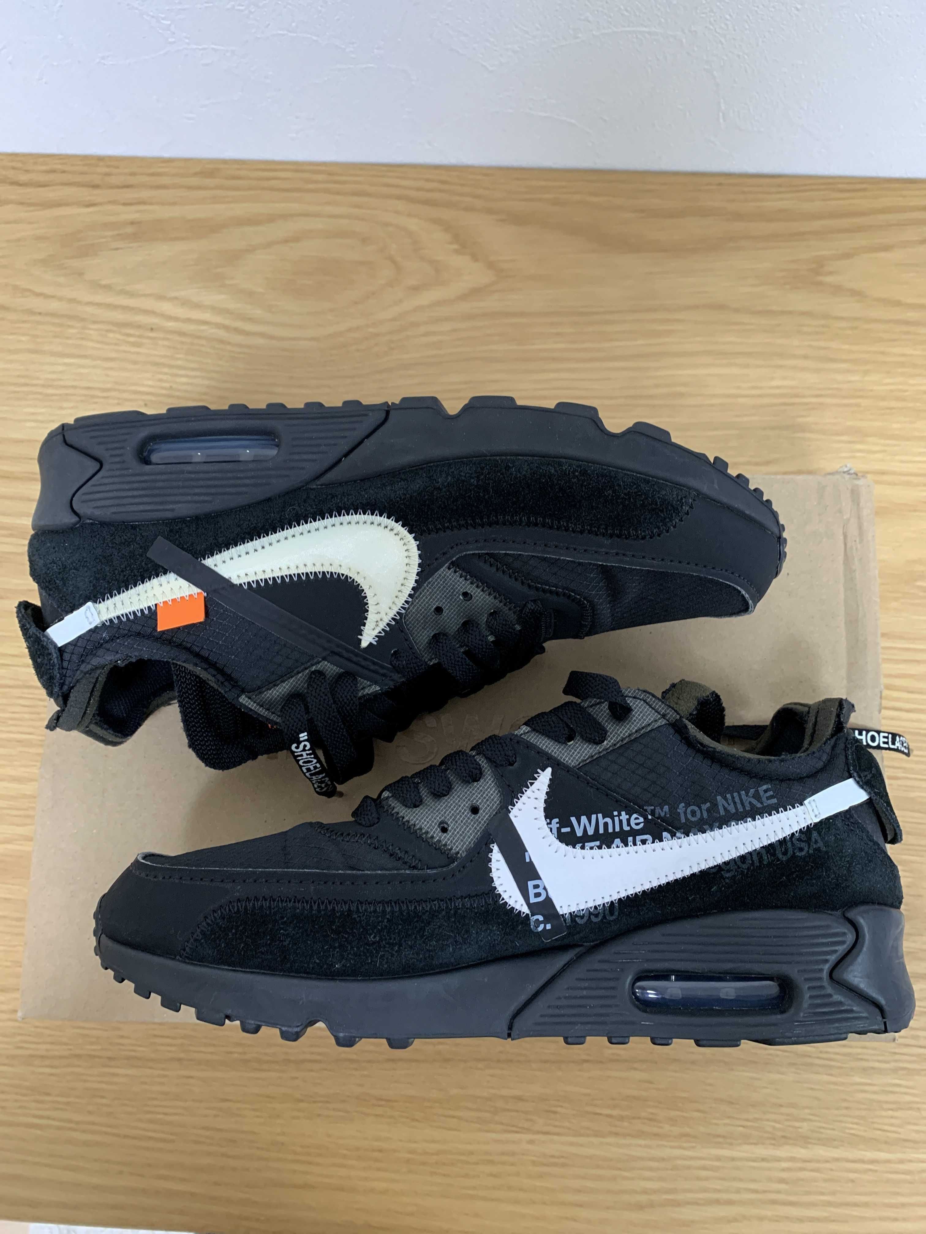 Off-White × Nike Air Max 90 "Black/Black-Cone-White"