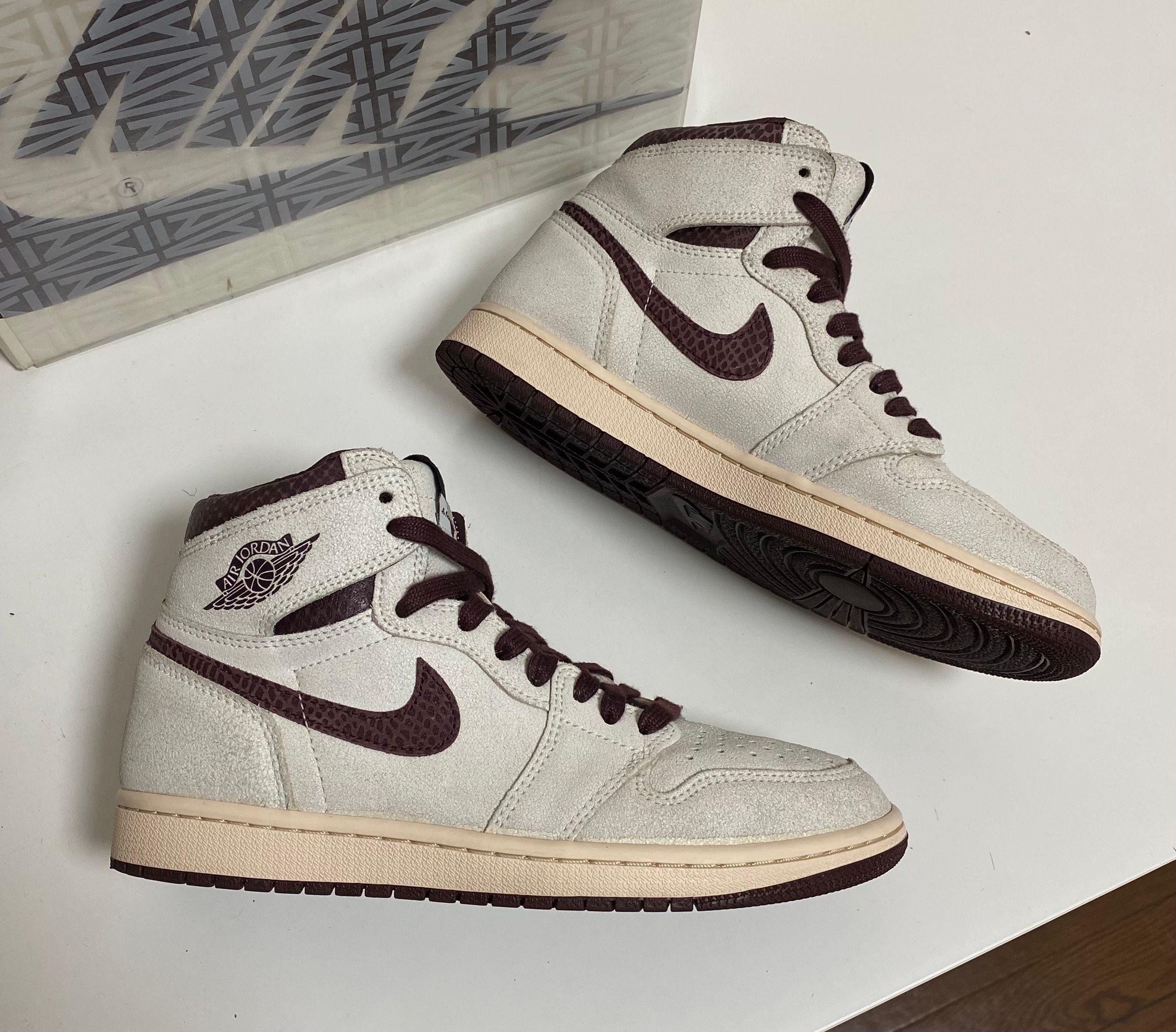 A Ma Maniere × Nike Air Jordan 1 Retro High OG "Sail and Burgundy"