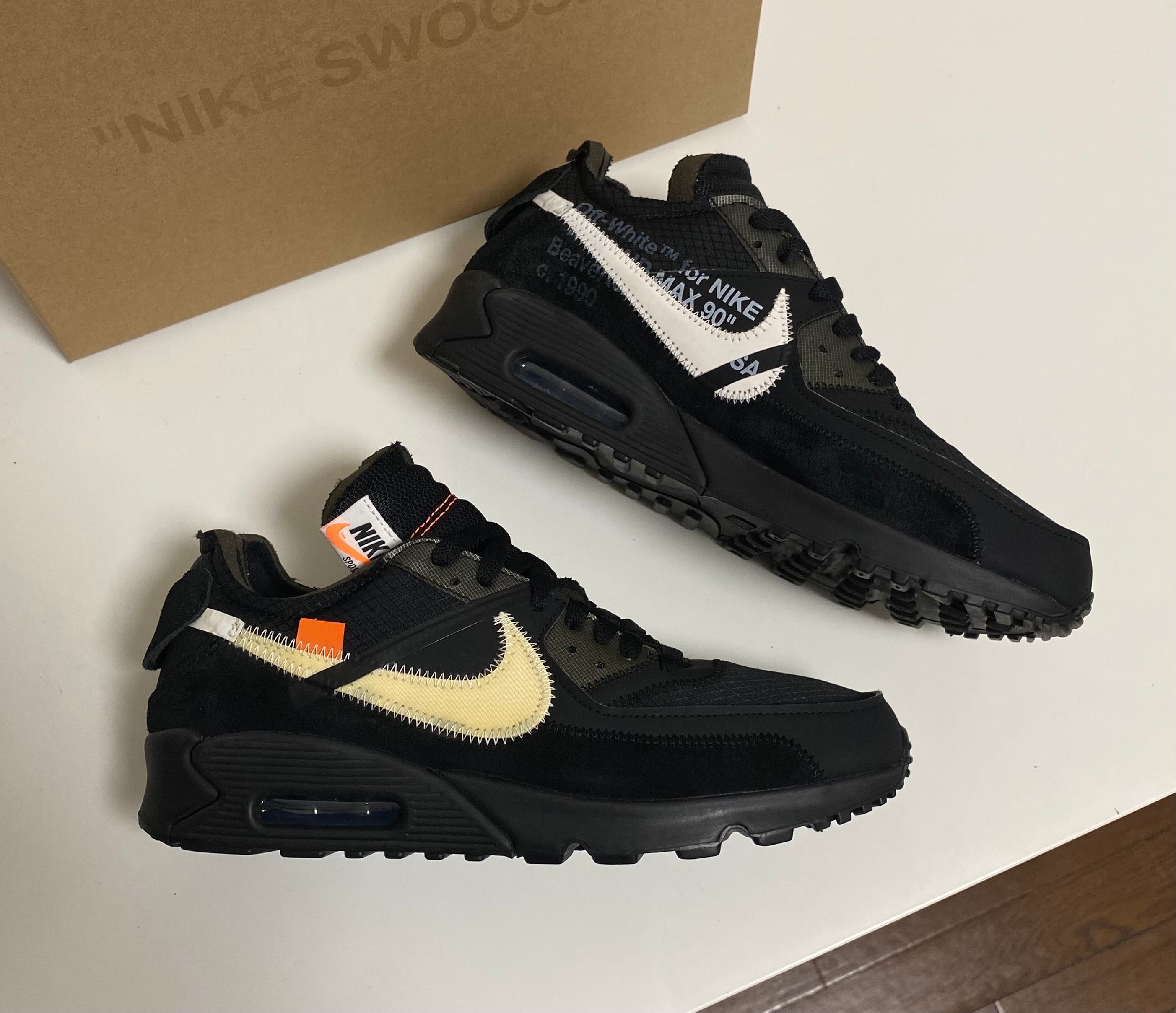 Off-White × Nike Air Max 90 "Black/Black-Cone-White"