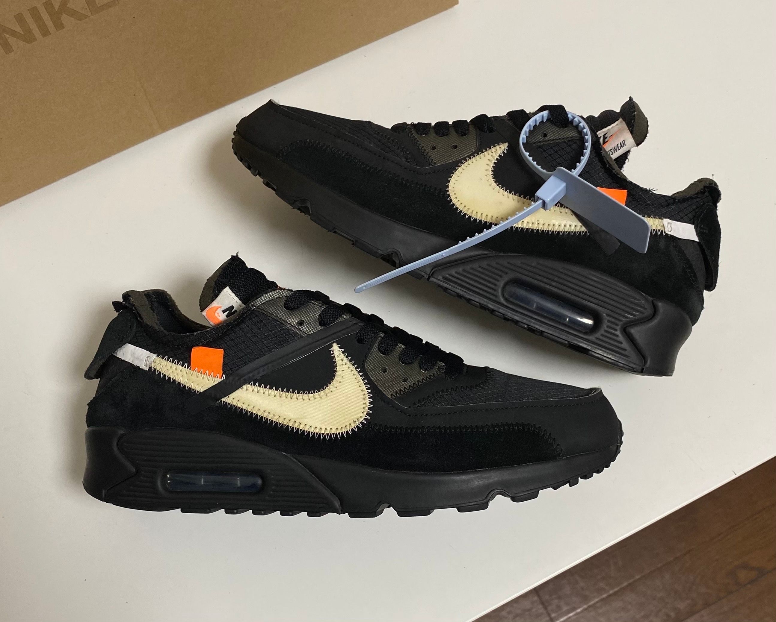 Off-White × Nike Air Max 90 "Black/Black-Cone-White"