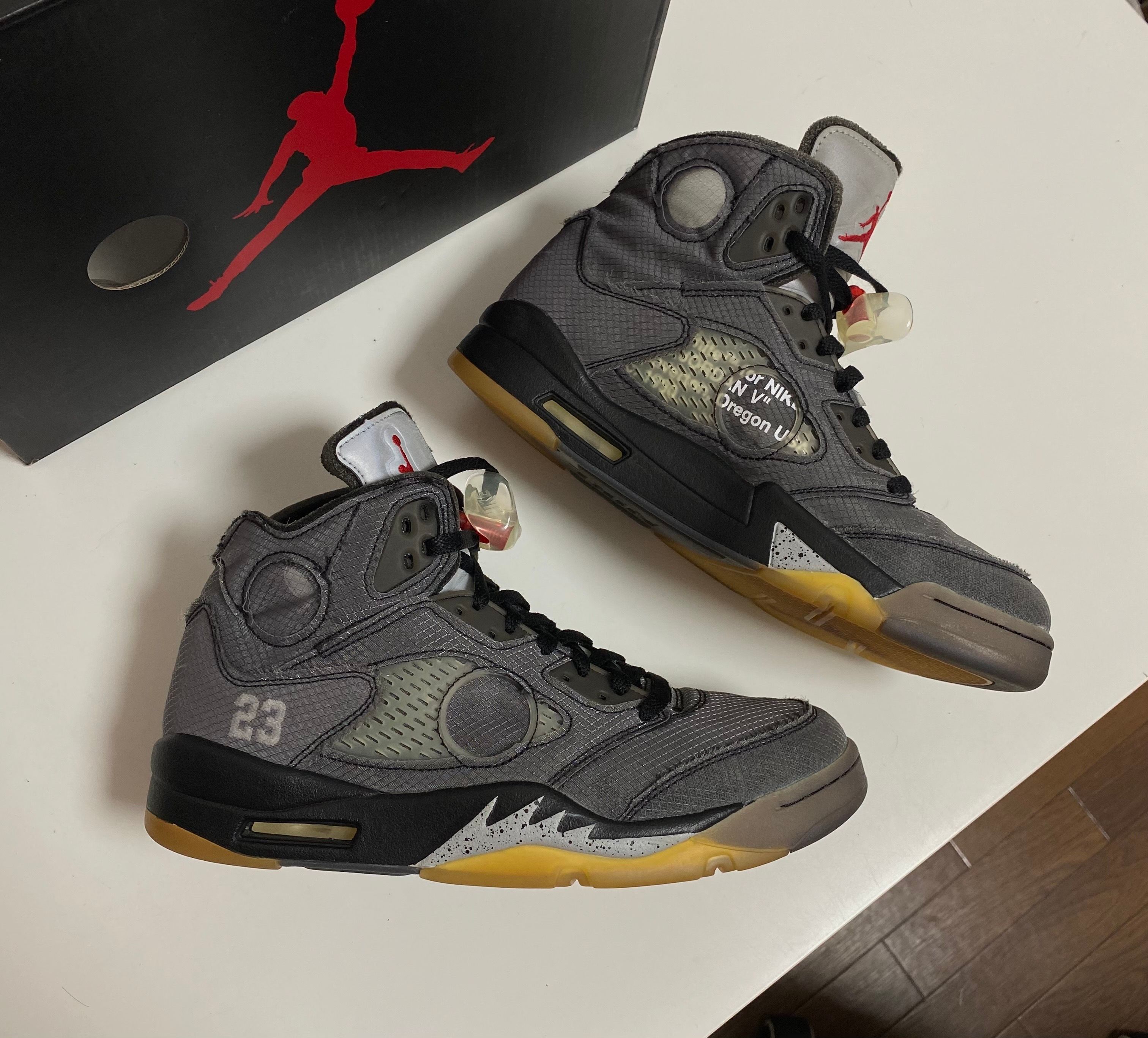 Off-White × Nike Air Jordan 5 "Black/Muslin/Fire Red"