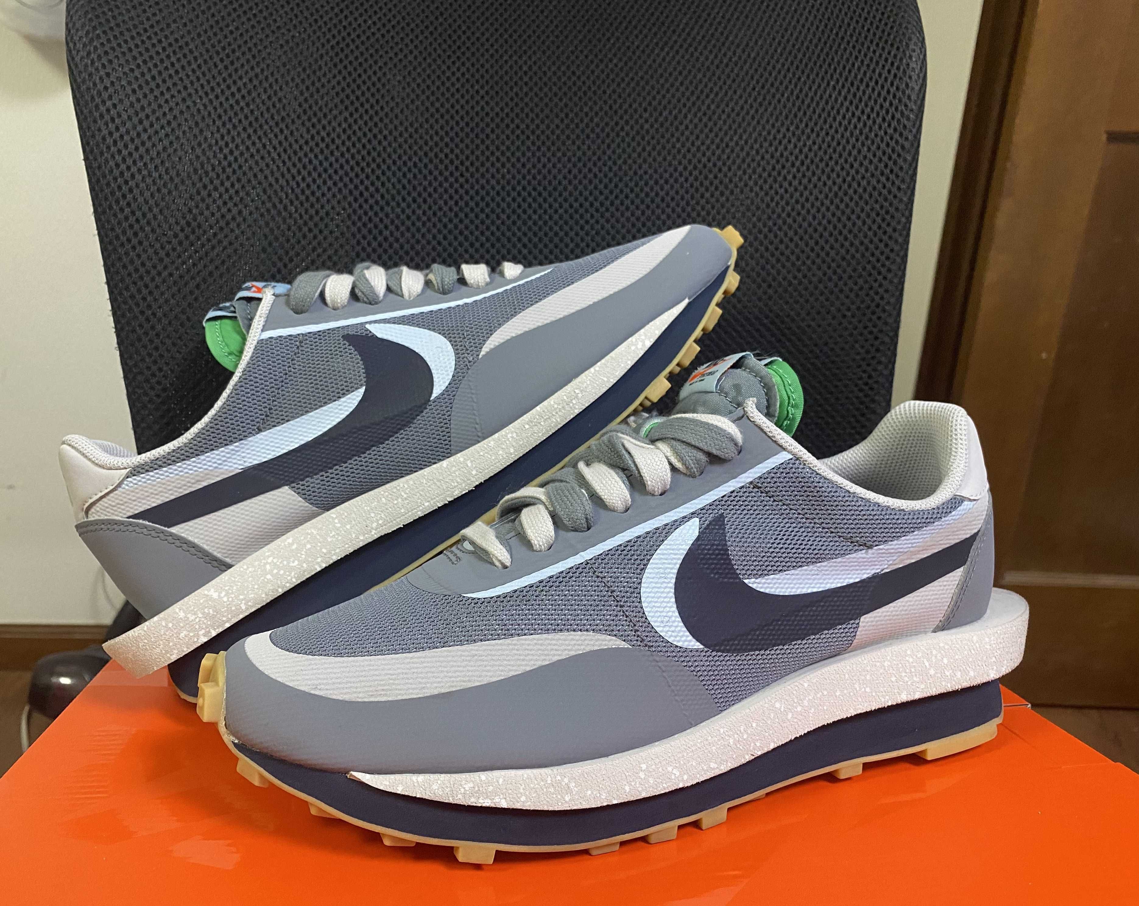 CLOT × Sacai × Nike LD Waffle "Grey Obsidian/Cool Grey"