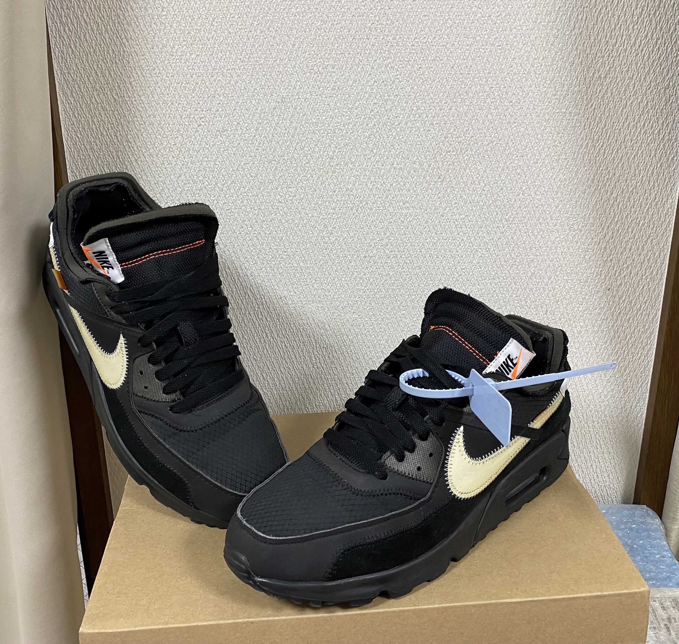 Off-White × Nike Air Max 90 "Black/Black-Cone-White"