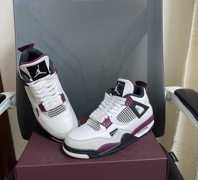 Paris Saint Germain ×Nike Air Jordan 4 Retro "White/Bordeaux/Neutral Gray"
