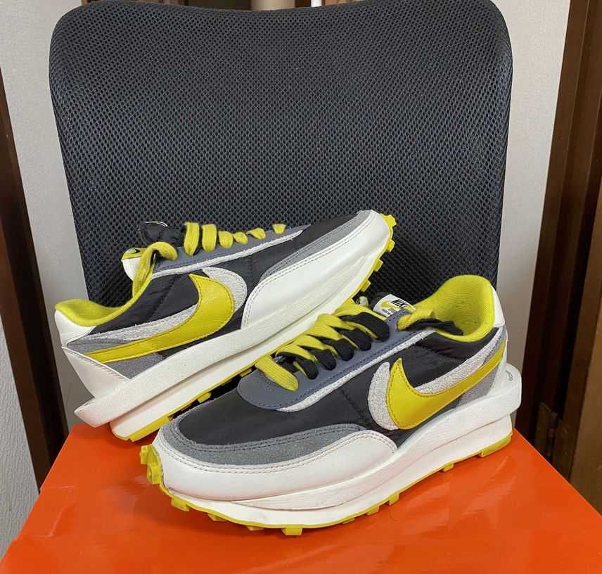 UNDERCOVER × sacai × Nike LD Waffle "Black/Sail-Dark Grey-Bright Citron"