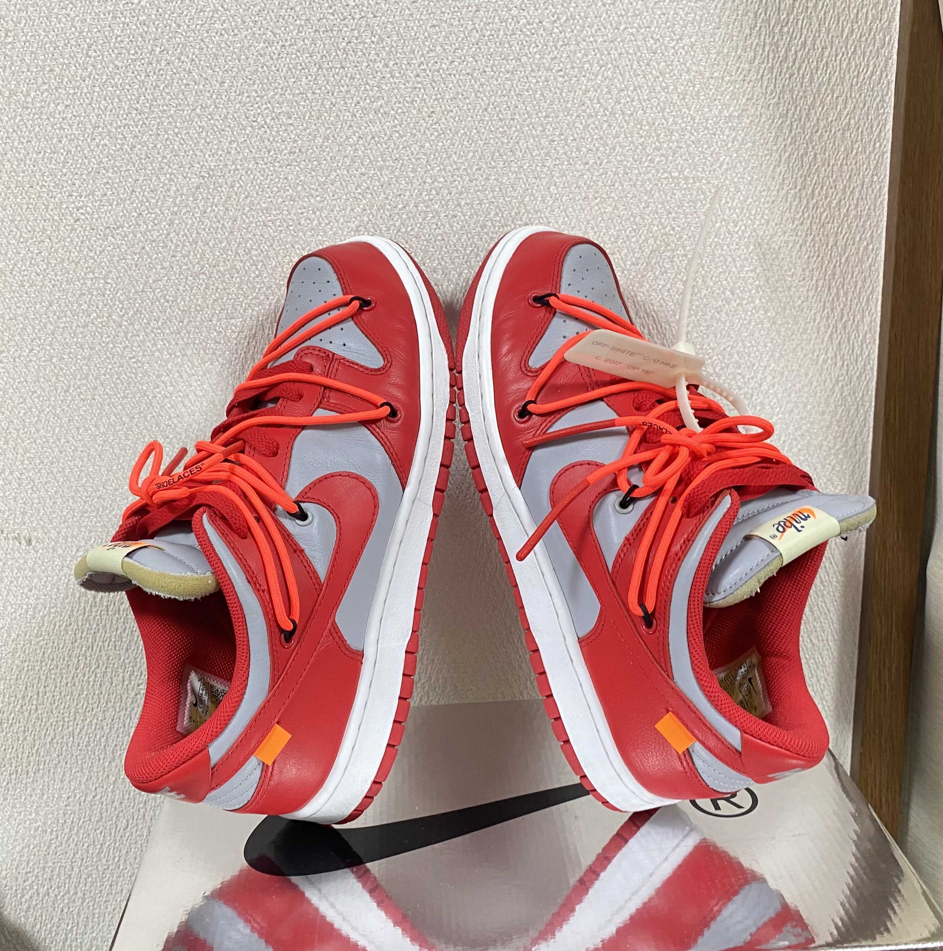 Off-White × Nike Dunk Low "University Red/Wolf Grey"