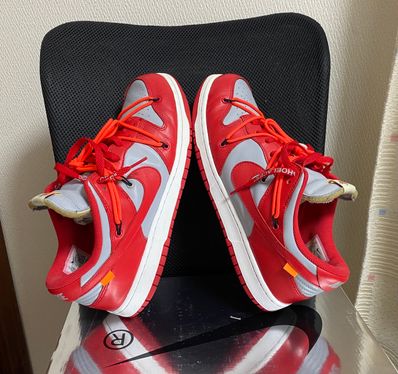Off-White × Nike Dunk Low "University Red/Wolf Grey"