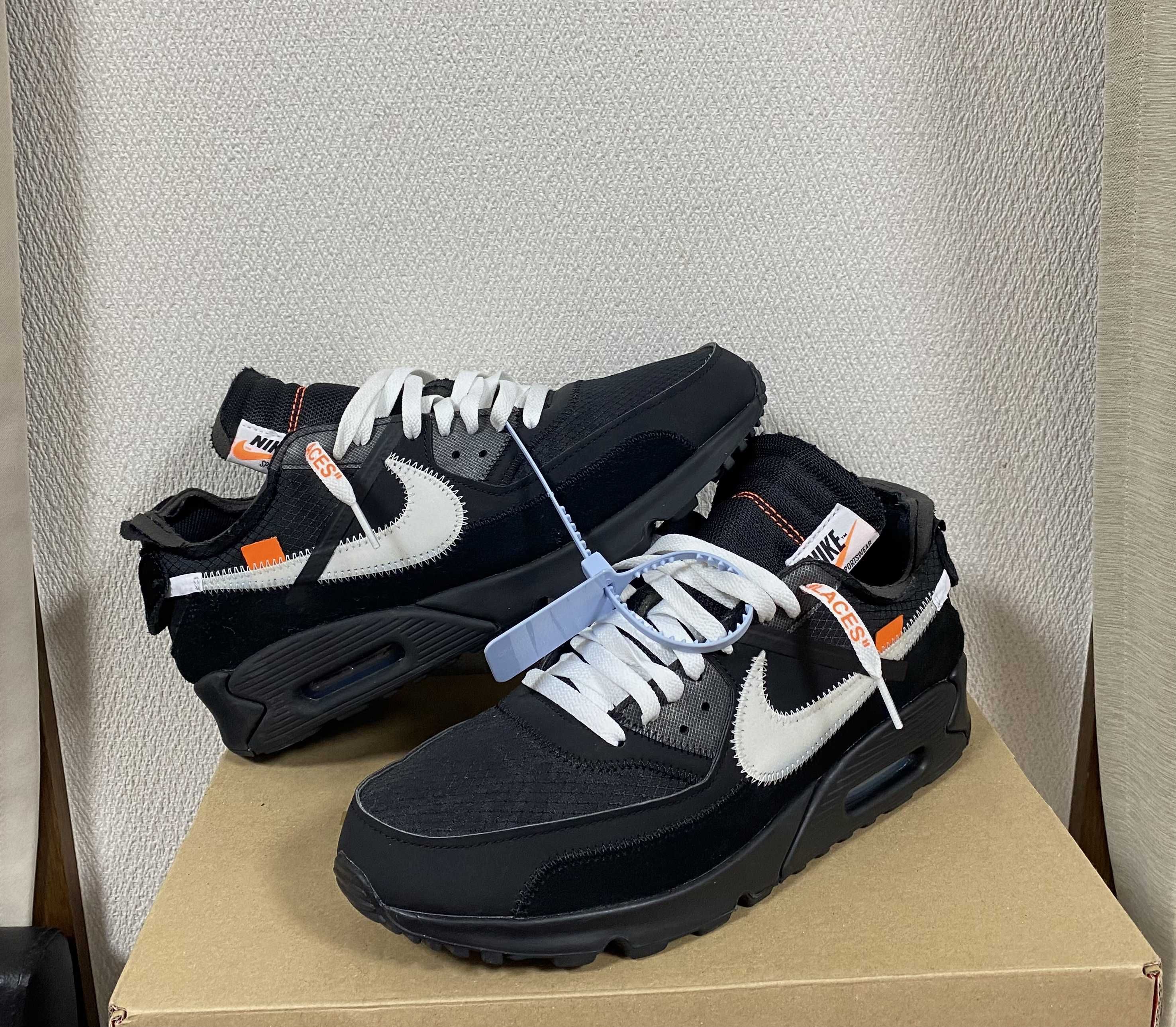 Off-White × Nike Air Max 90 "Black/Black-Cone-White"