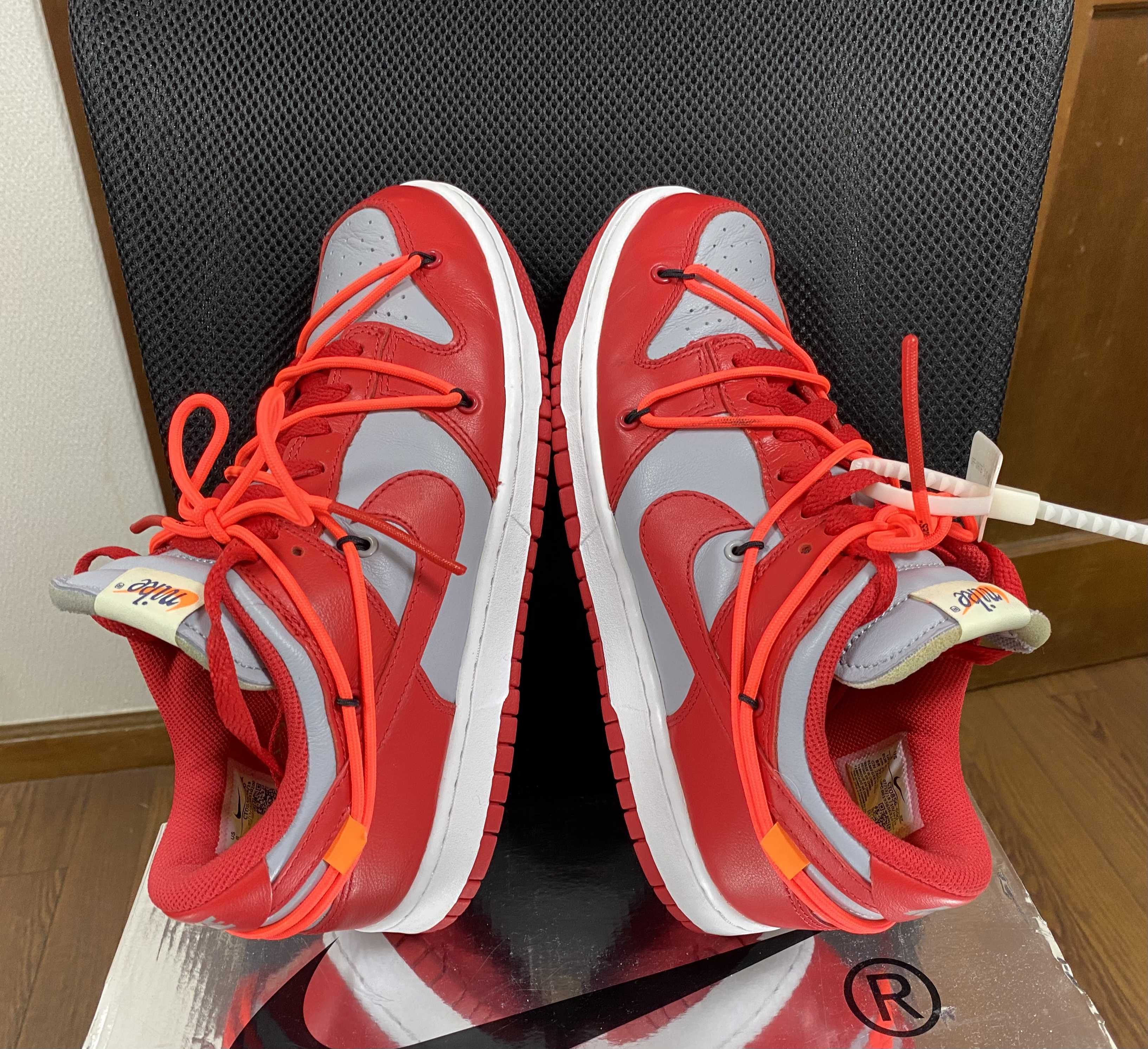Off-White × Nike Dunk Low "University Red/Wolf Grey"