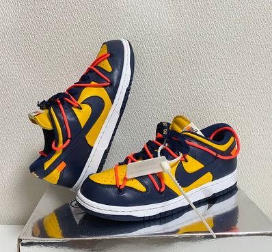 OFF-WHITE × NIKE DUNK LOW UNIVERSITY GOLD/MIDNIGHT NAVY/WHITEの
