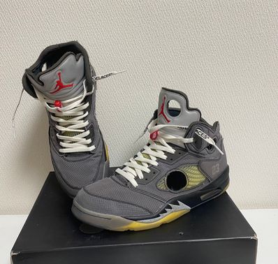 Off-White × Nike Air Jordan 5 "Black/Muslin/Fire Red"