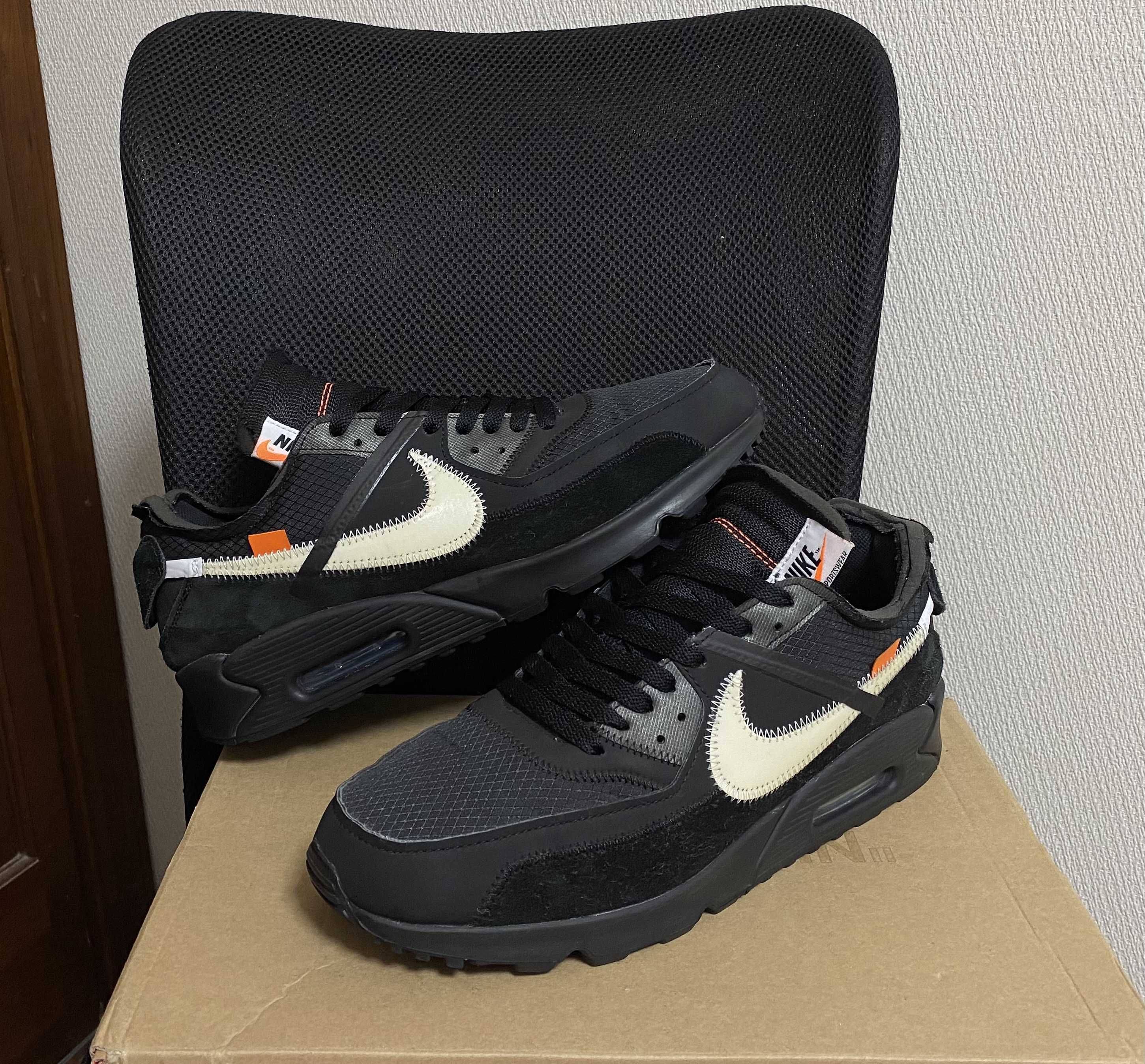 Off-White × Nike Air Max 90 "Black/Black-Cone-White"