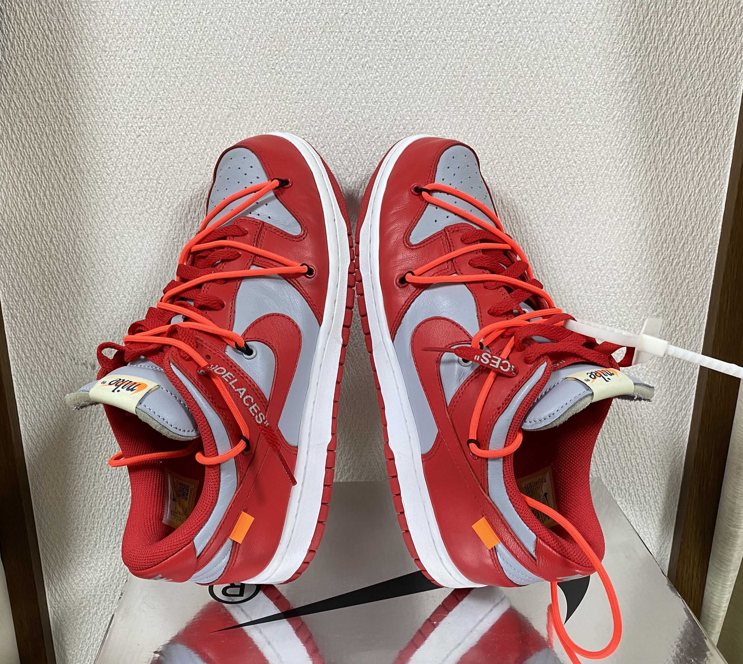 Off-White × Nike Dunk Low "University Red/Wolf Grey"