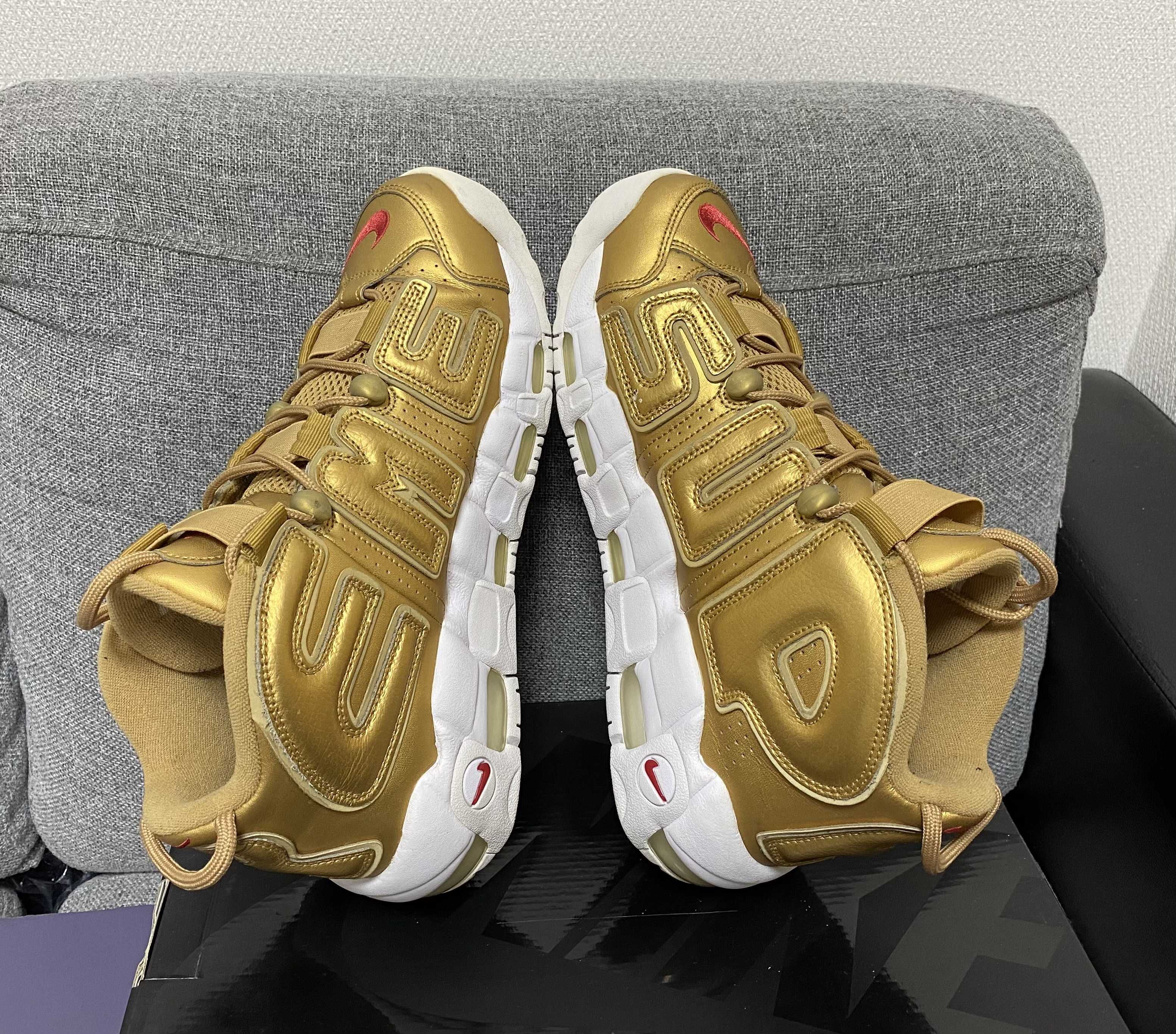 Supreme × Nike Air More Uptempo "Metallic Gold"